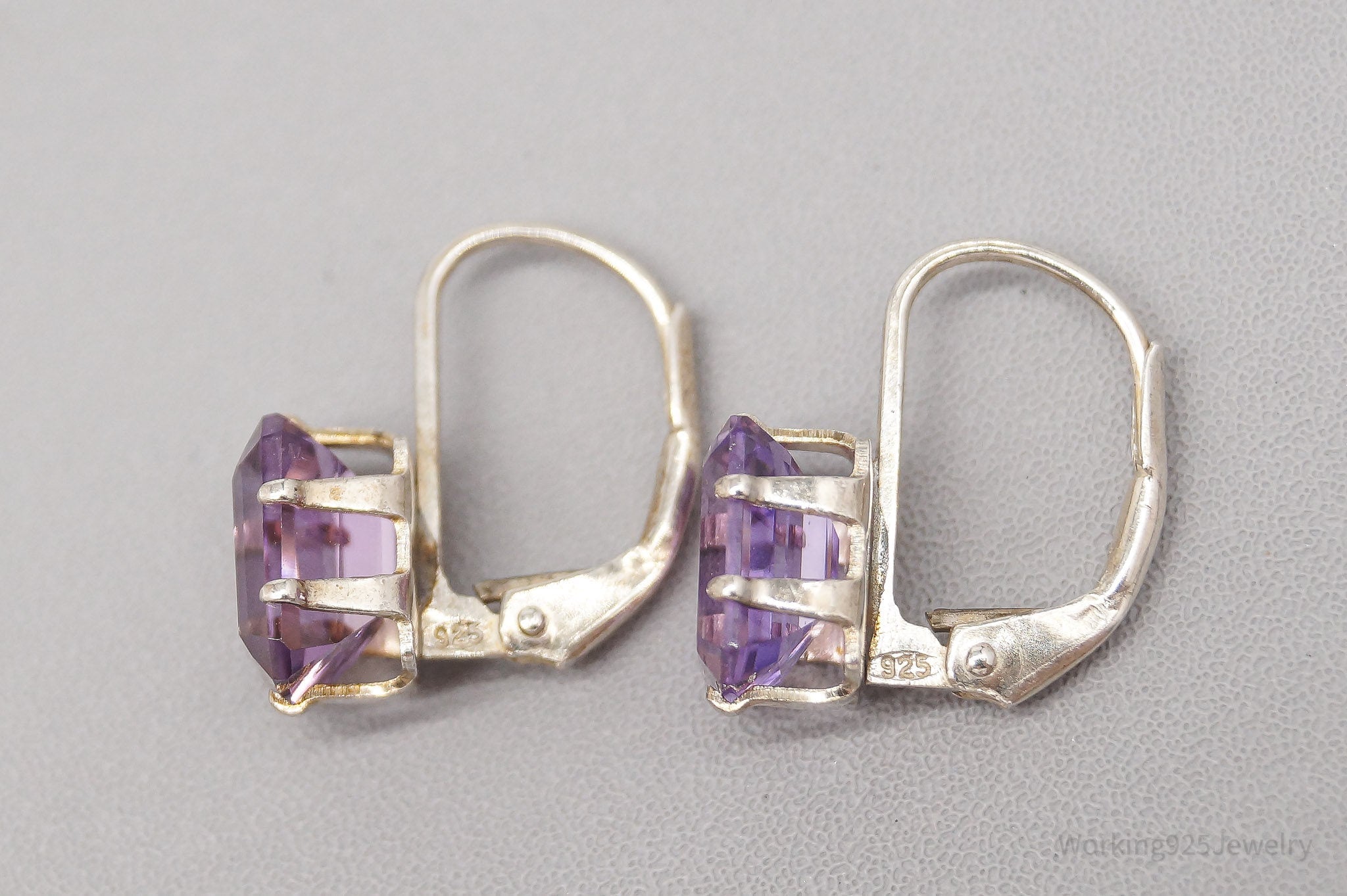 Vintage Amethyst Dangle Sterling Silver Earrings