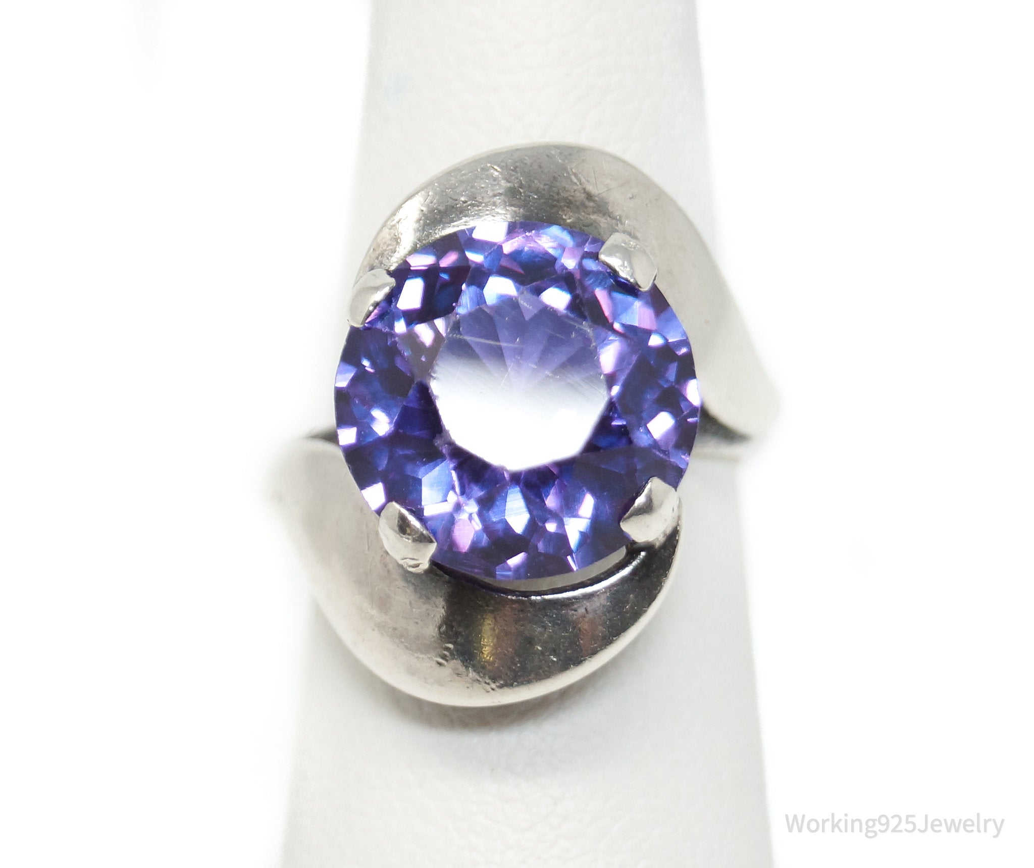 Vintage Mexico Artisan J Soleto Mystic Sapphire Sterling Silver Ring - Sz 5.25