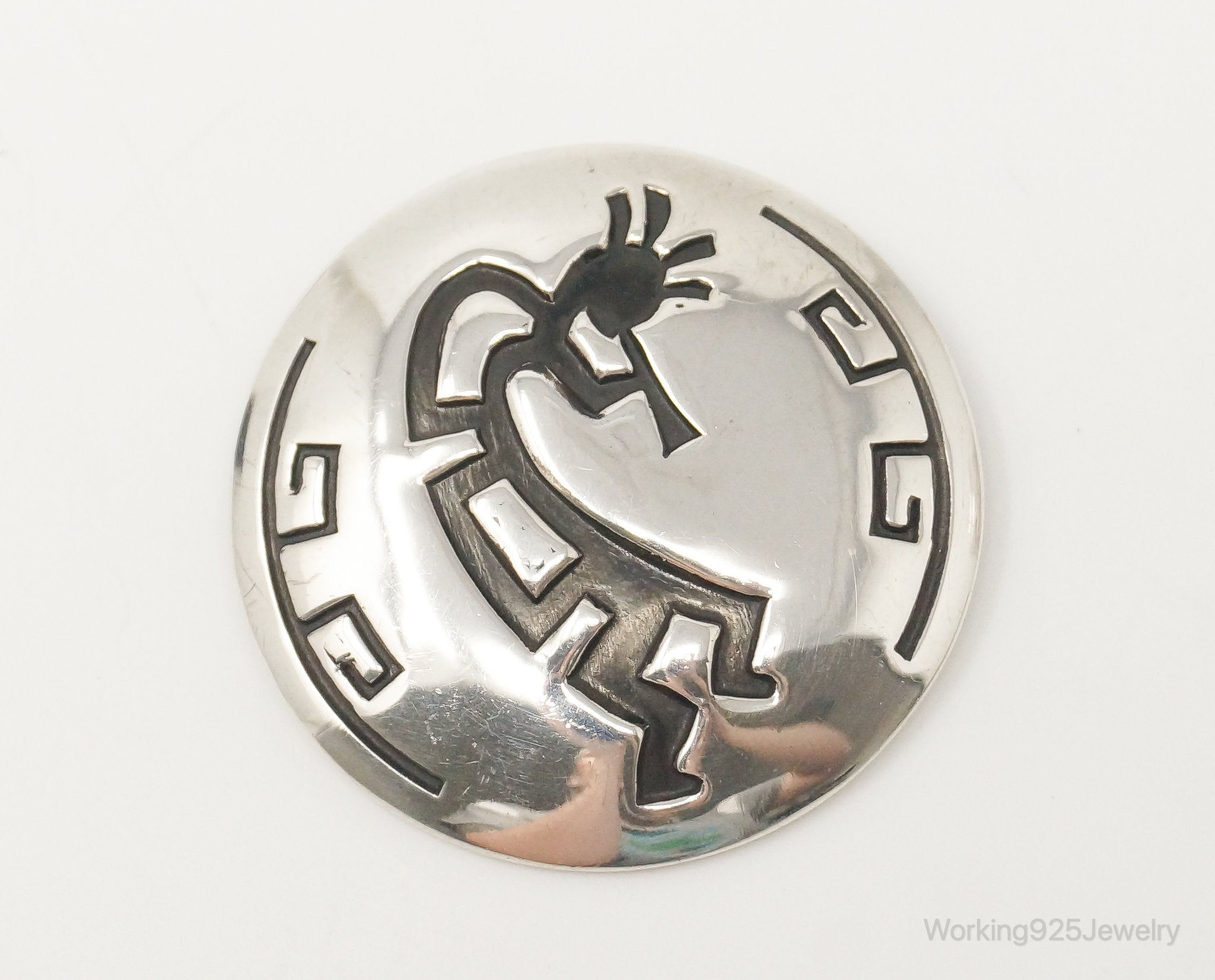 Vintage Native American Unsigned Dancing Kokopelli Sterling Silver Brooch Pin