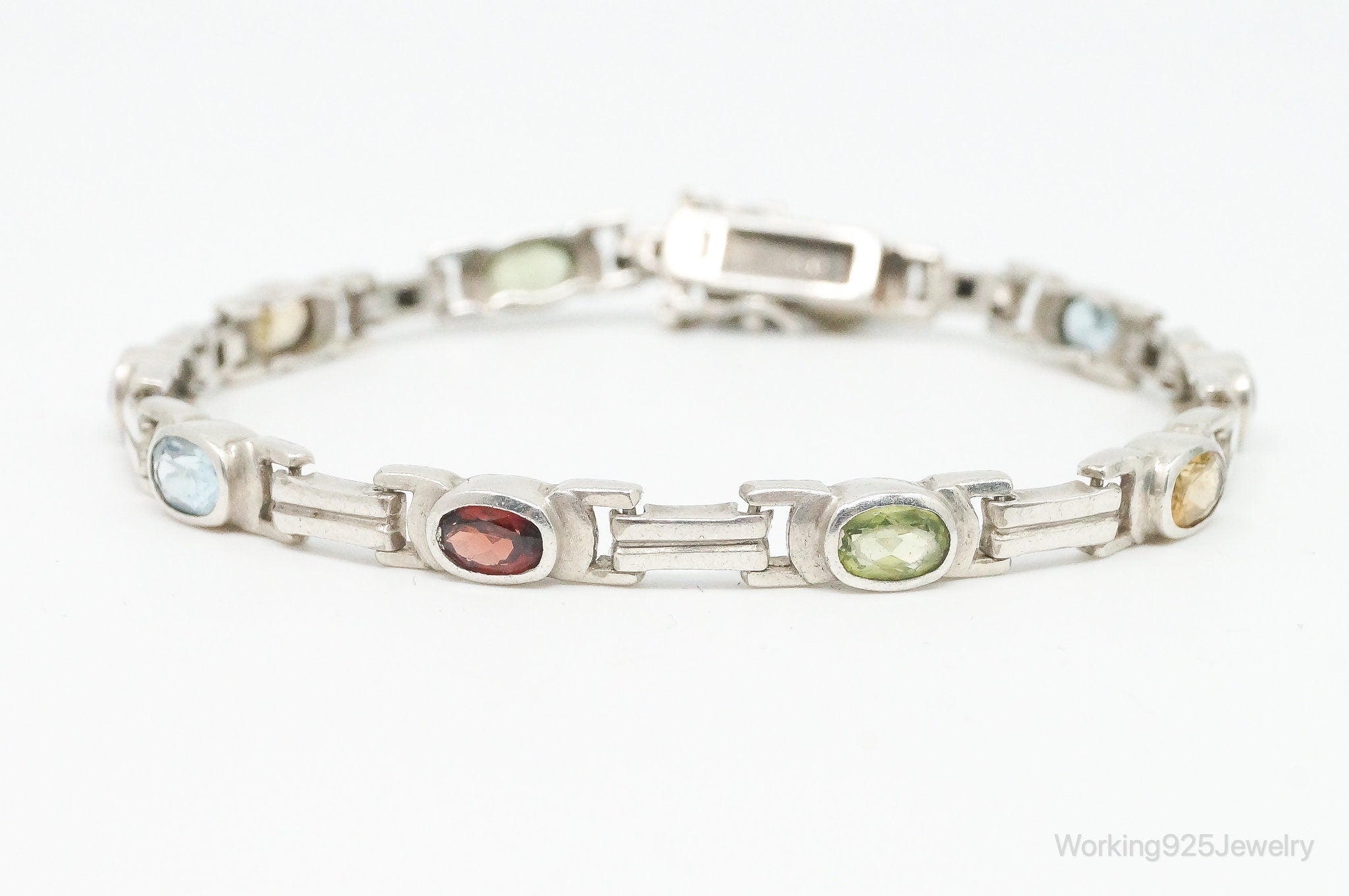 Vintage Multi Gem Sterling Silver Bracelet