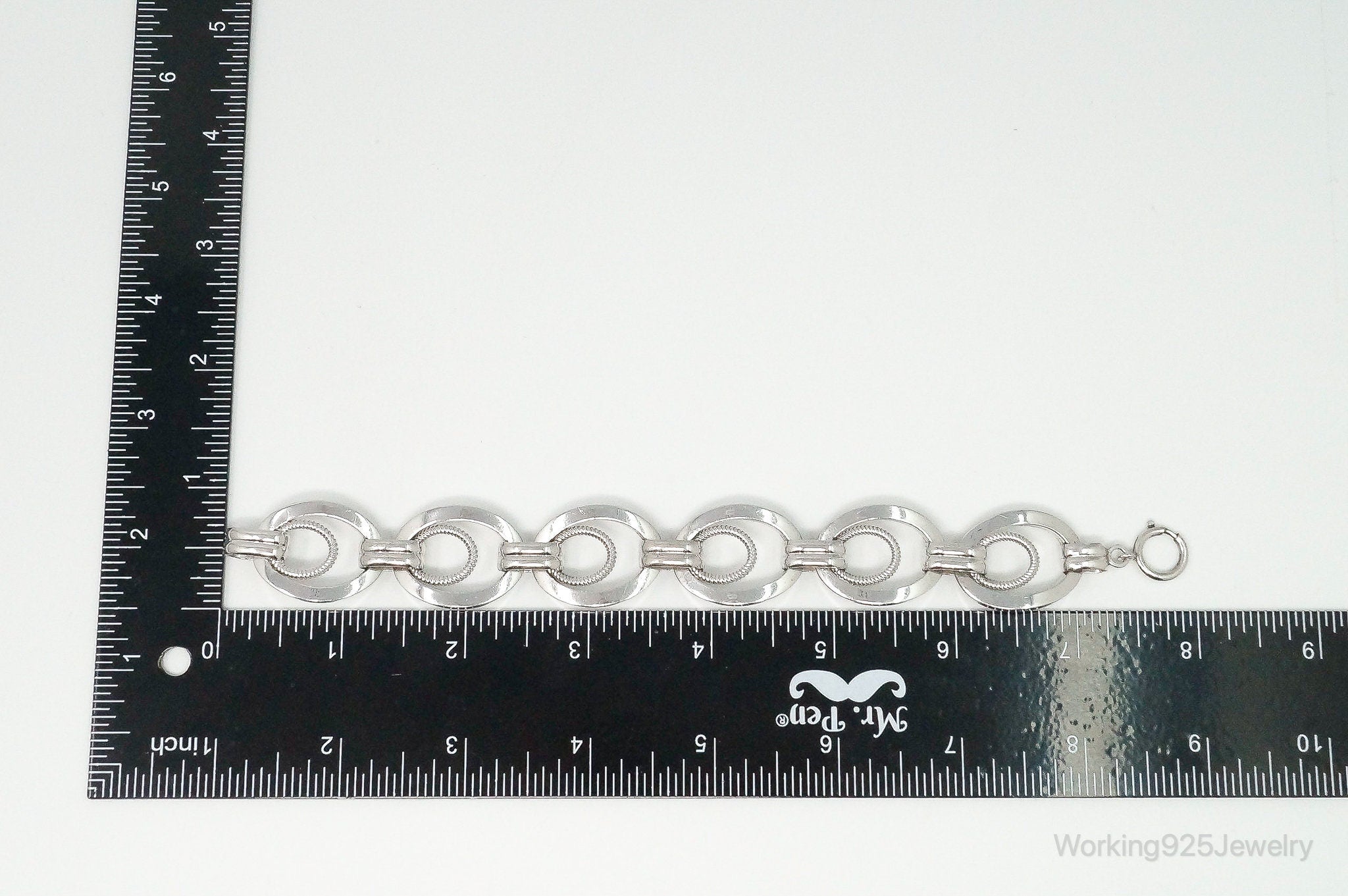 Antique FCC Art Deco Sterling Silver Large Link Chain Bracelet