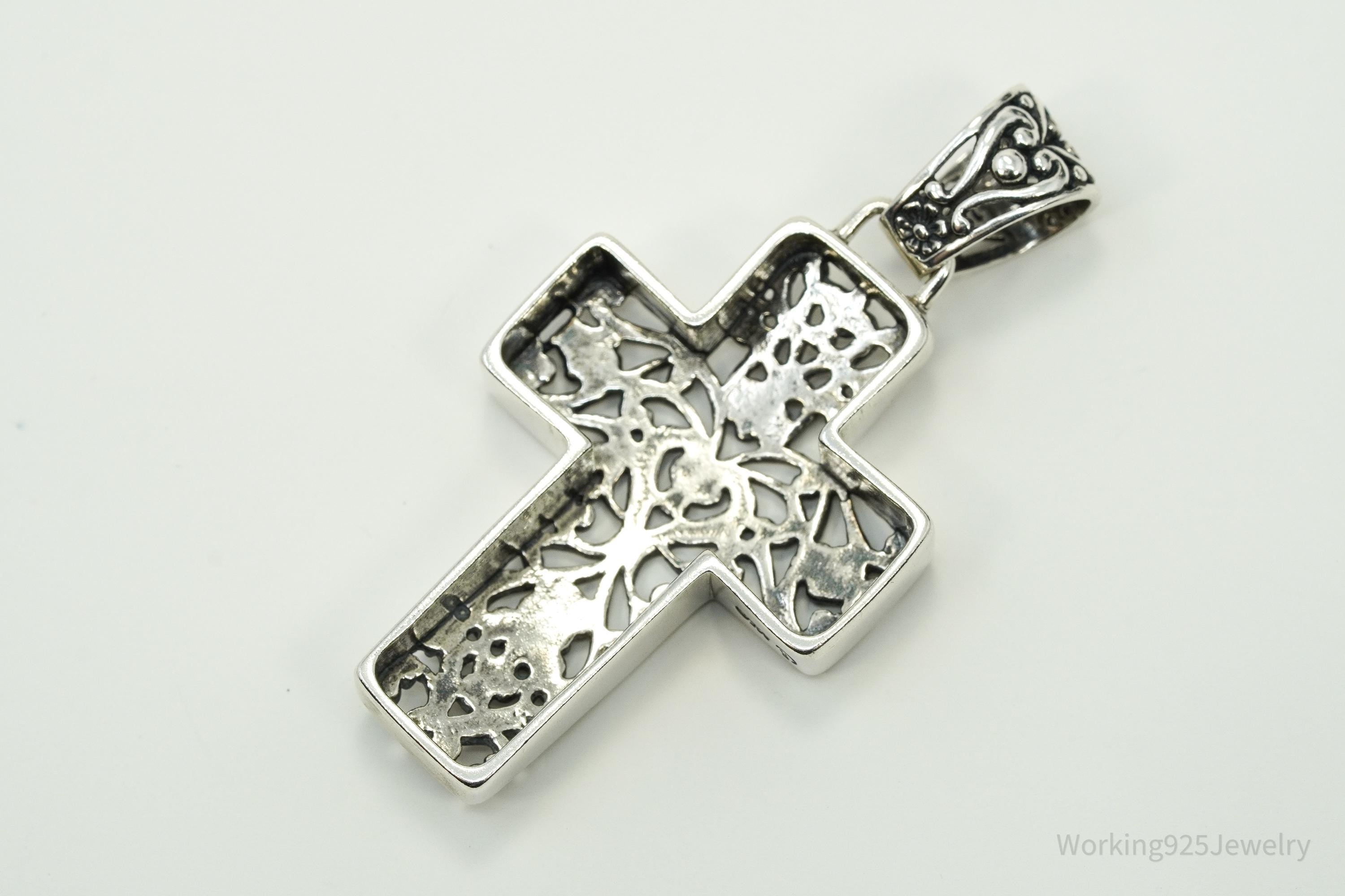 Vintage Native Designer Carolyn Pollack Relios Sterling Silver Cross Pendant