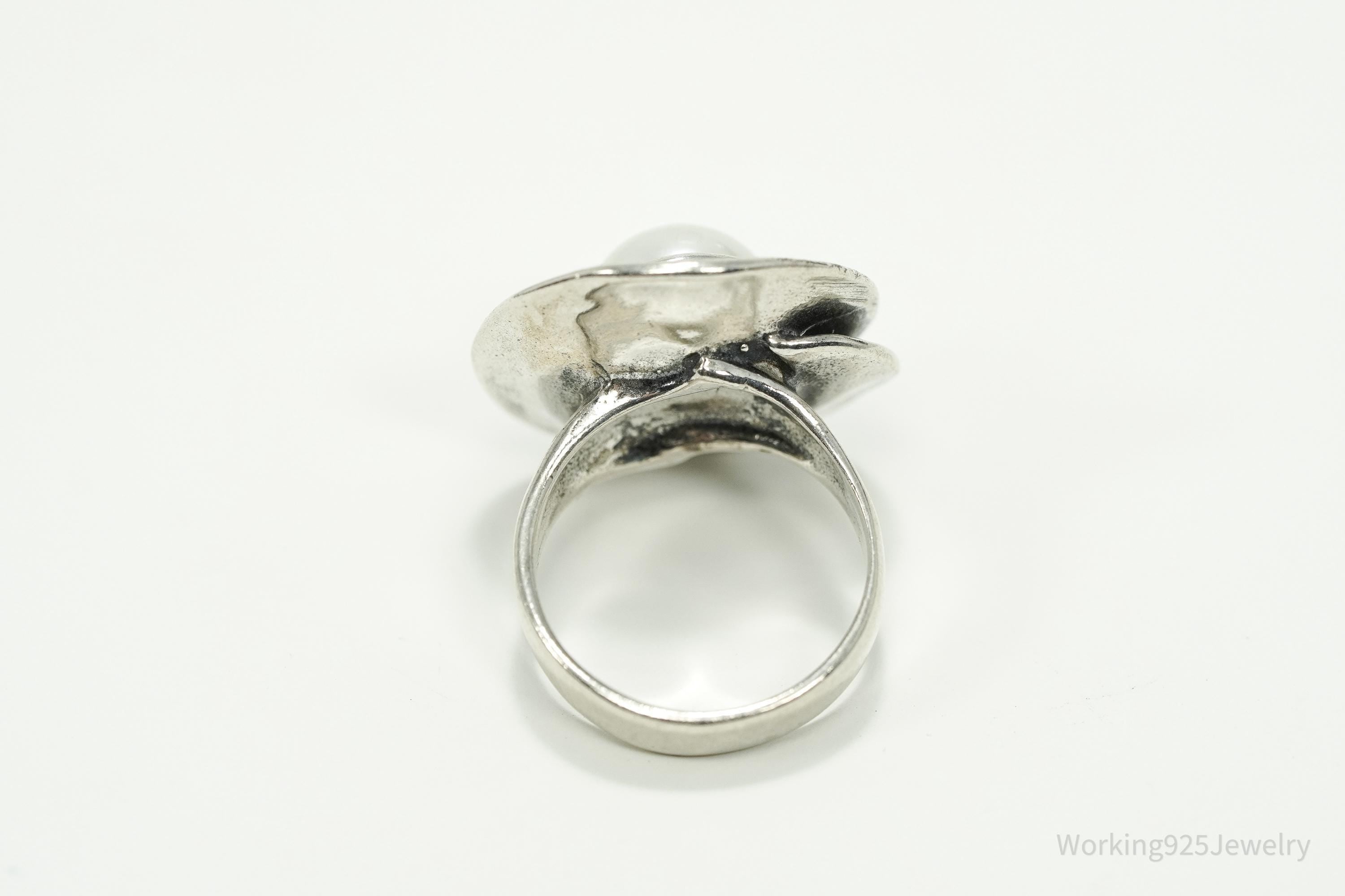 Vintage Silpada Retired Pearl Sterling Silver Ring - Size 6.25