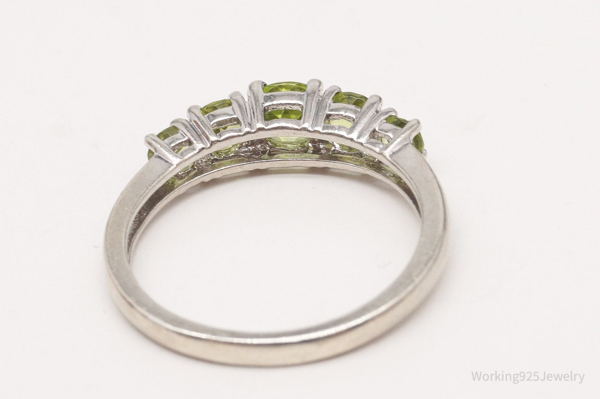 Vintage Peridot Sterling Silver Ring - Size 10