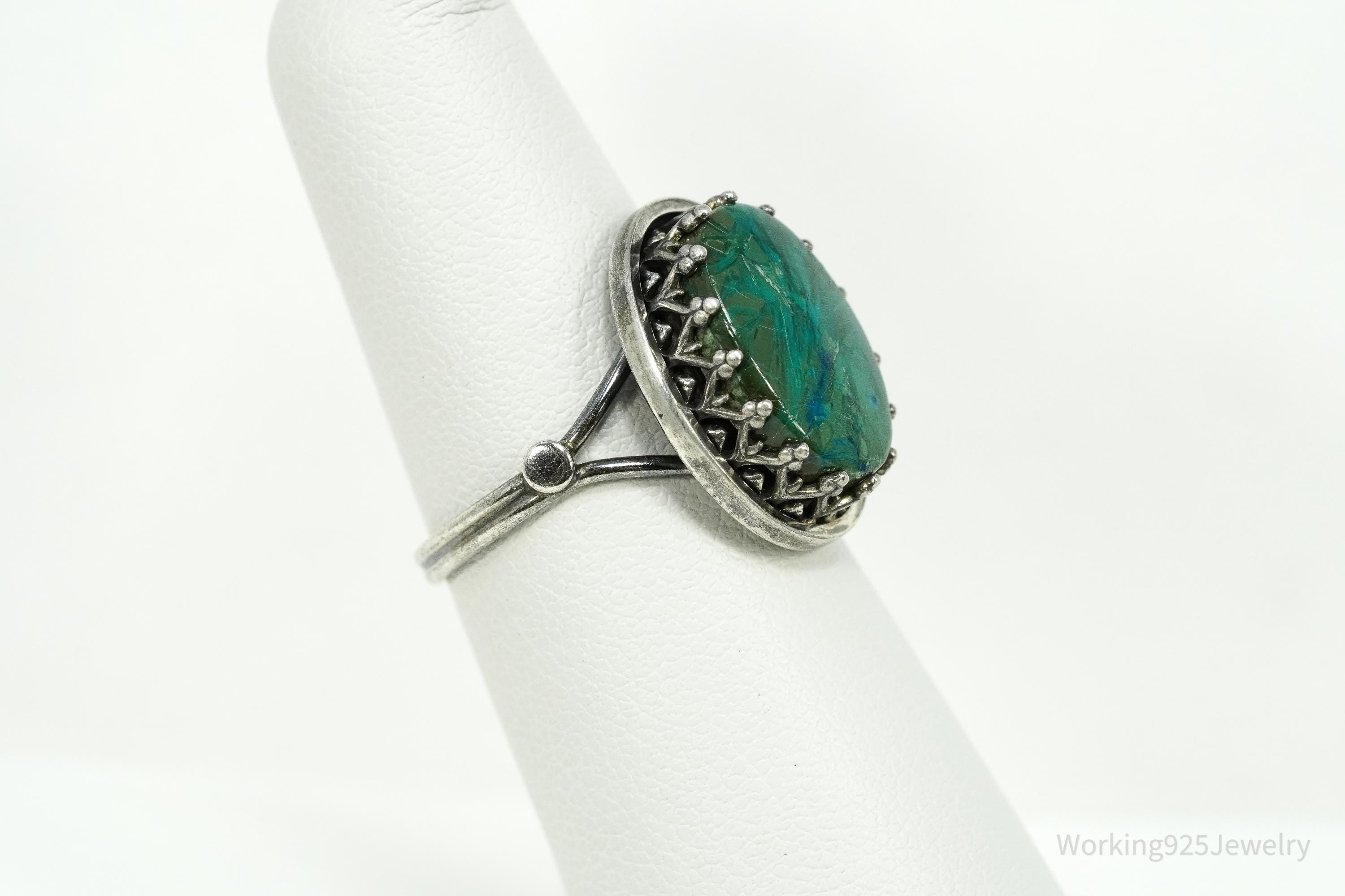Vintage Chrysocolla Sterling Silver Ring - Size 6