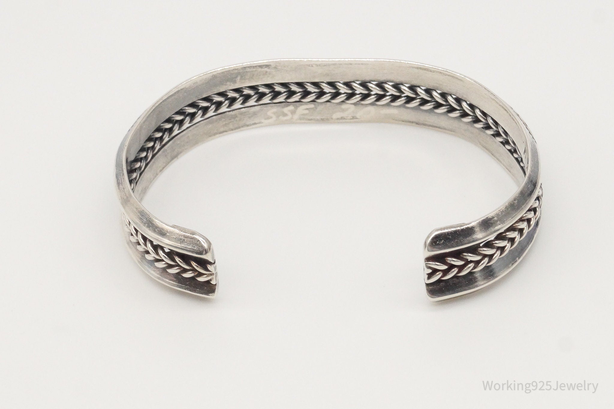 Vintage Native American Guy K Williams Sterling Silver Rope Cable Cuff Bracelet