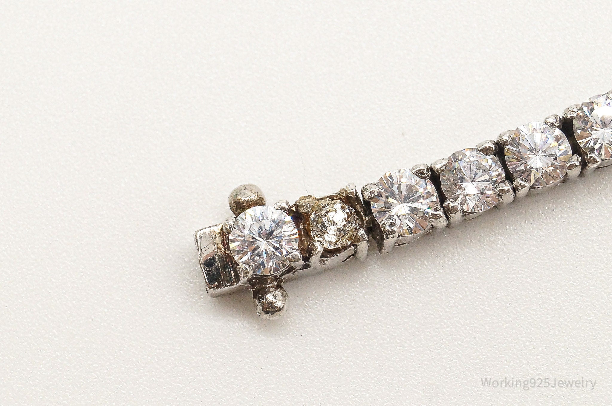 Vintage Classic Cubic Zirconia Sterling Silver Tennis Bracelet