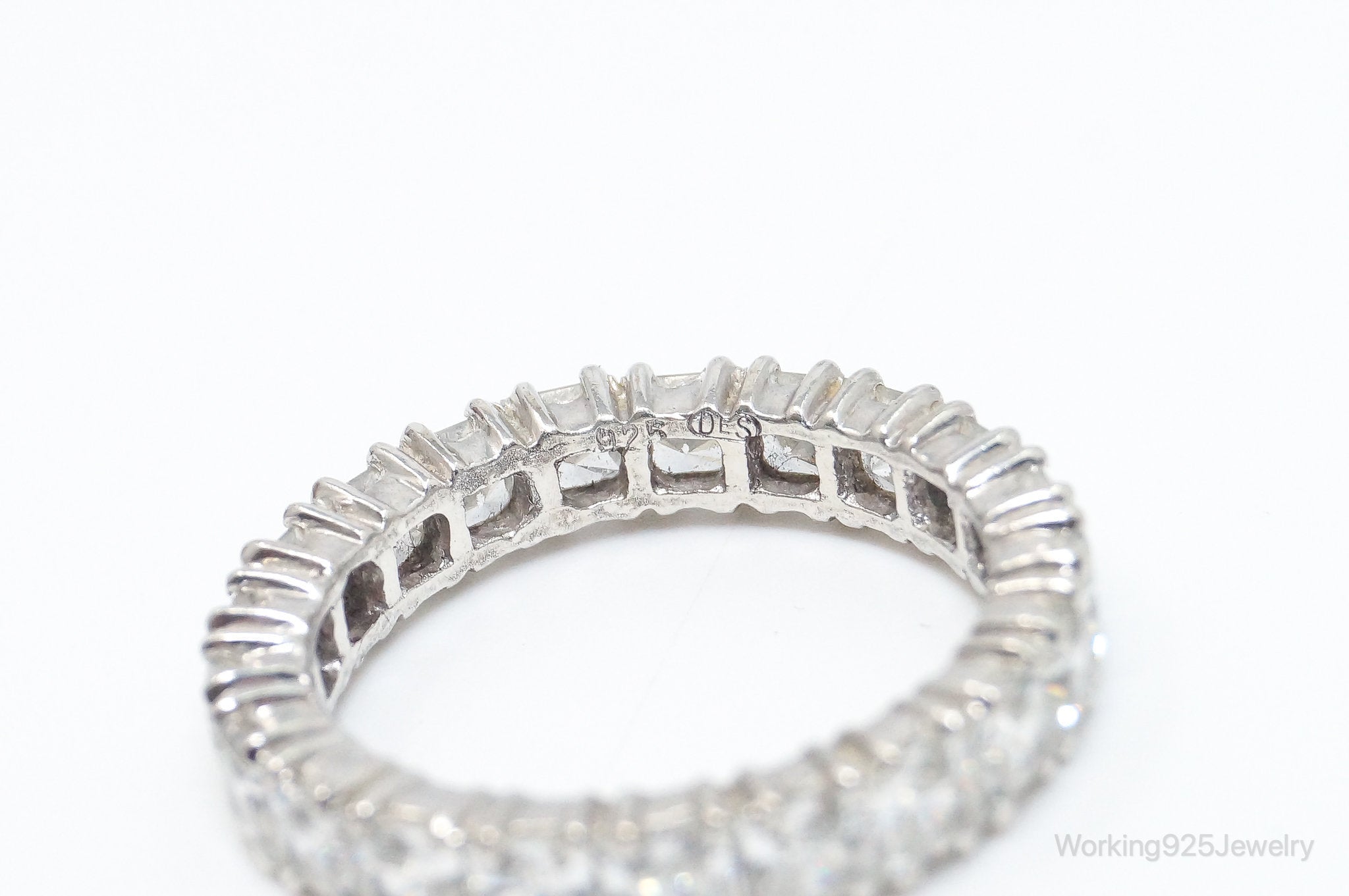 Vintage Eternity Band Cubic Zirconia Sterling Silver Ring - Size 6.5