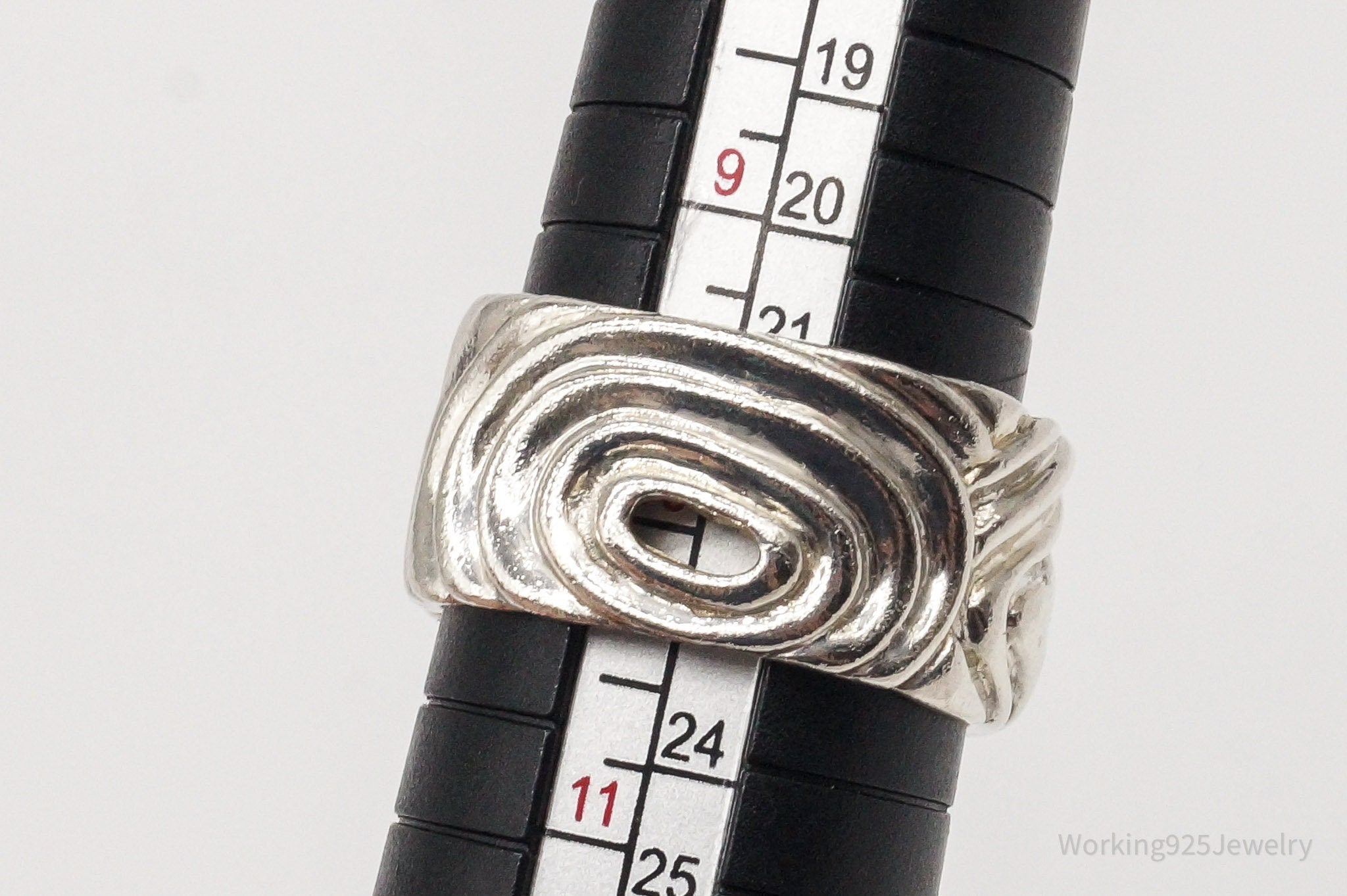 Vintage Mid Century Modernist Style Sterling Silver Ring - Size 10.25