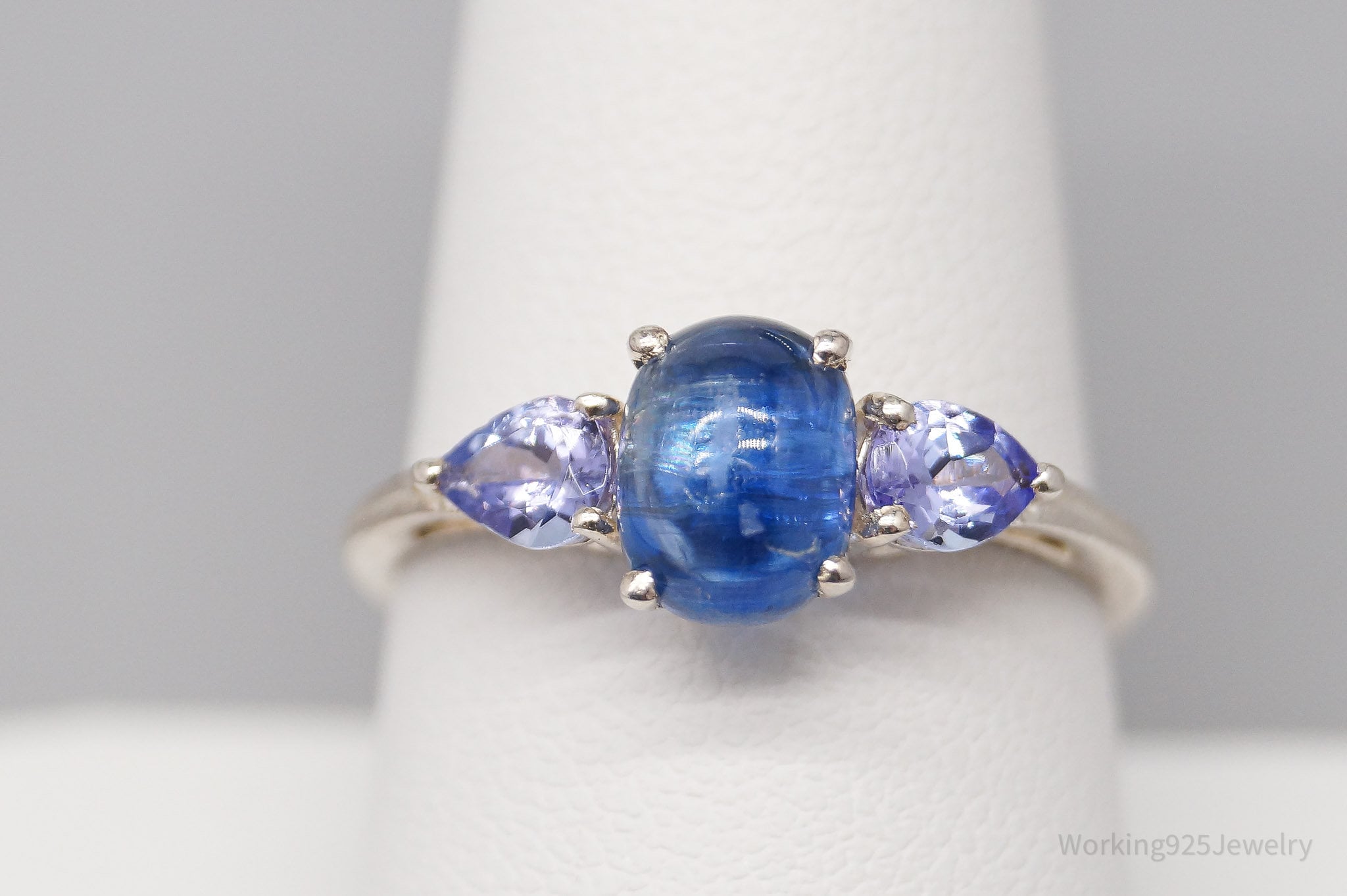 Vintage Blue Spinel & Iolite Sterling Silver Ring - Size 9