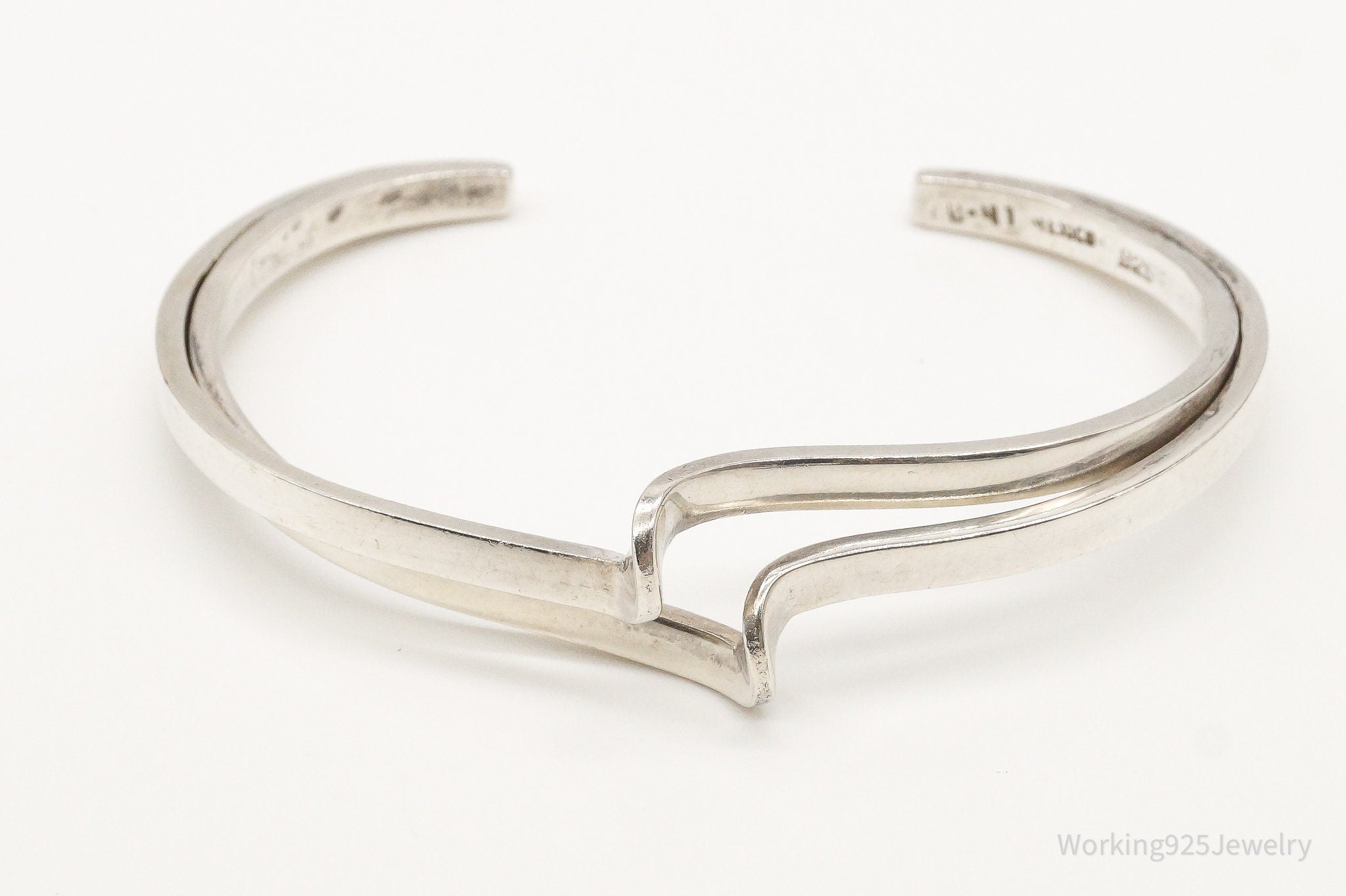 Vintage Mexico Modernist Sterling Silver Cuff Bracelet