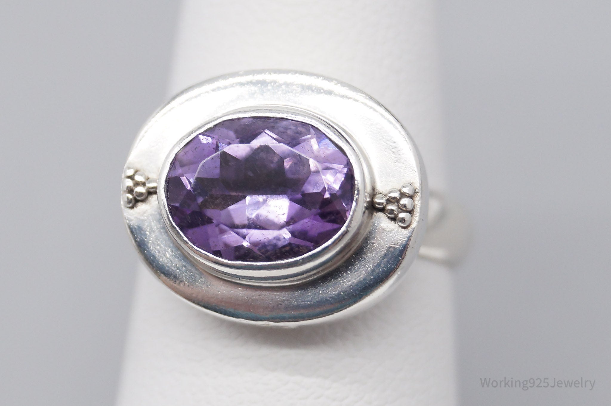 Vintage Designer Lori Bonn Amethyst Sterling Silver Ring - Size 6