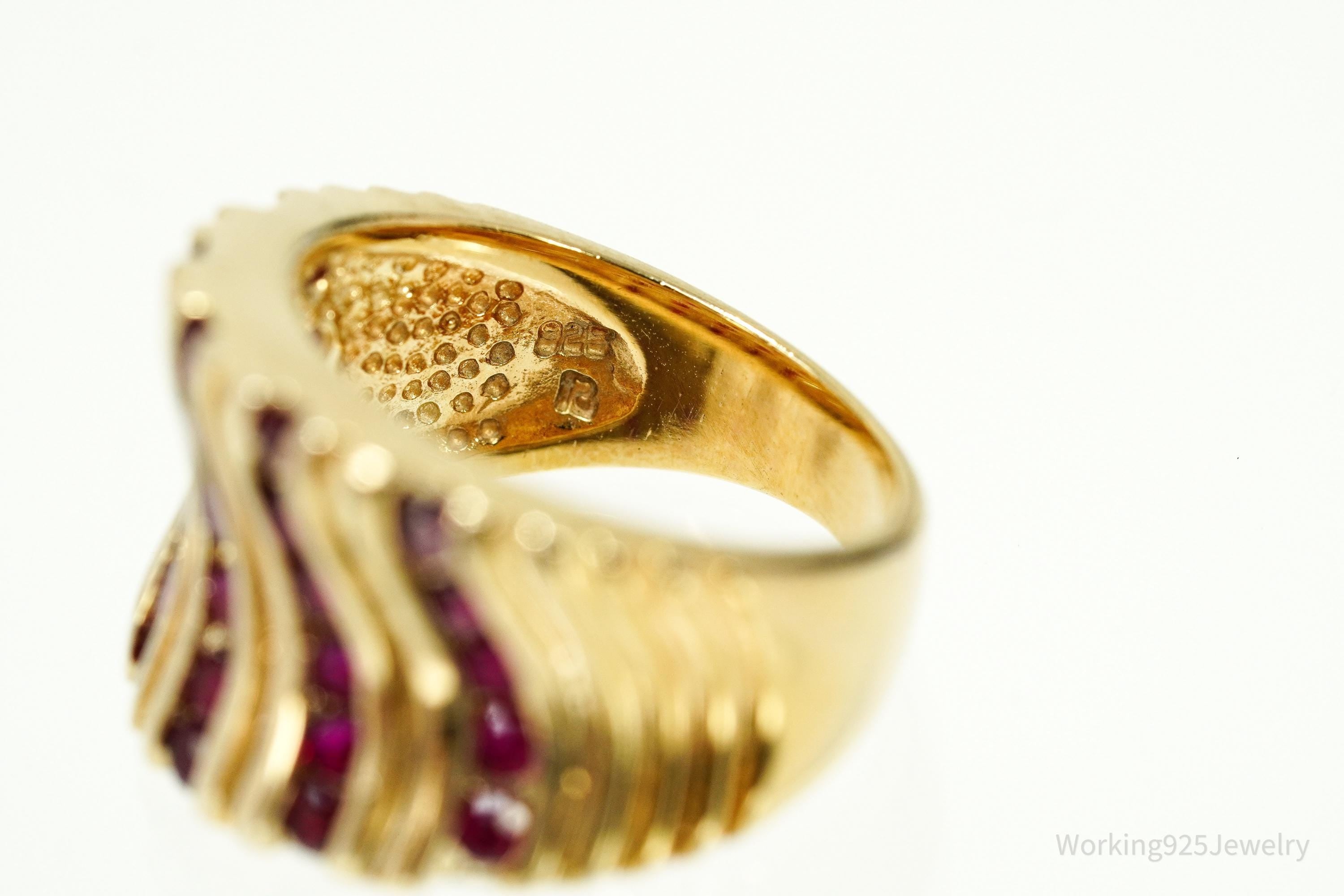VTG Designer Ross Simons Ruby Gold Over Sterling Silver Ring - Size 6