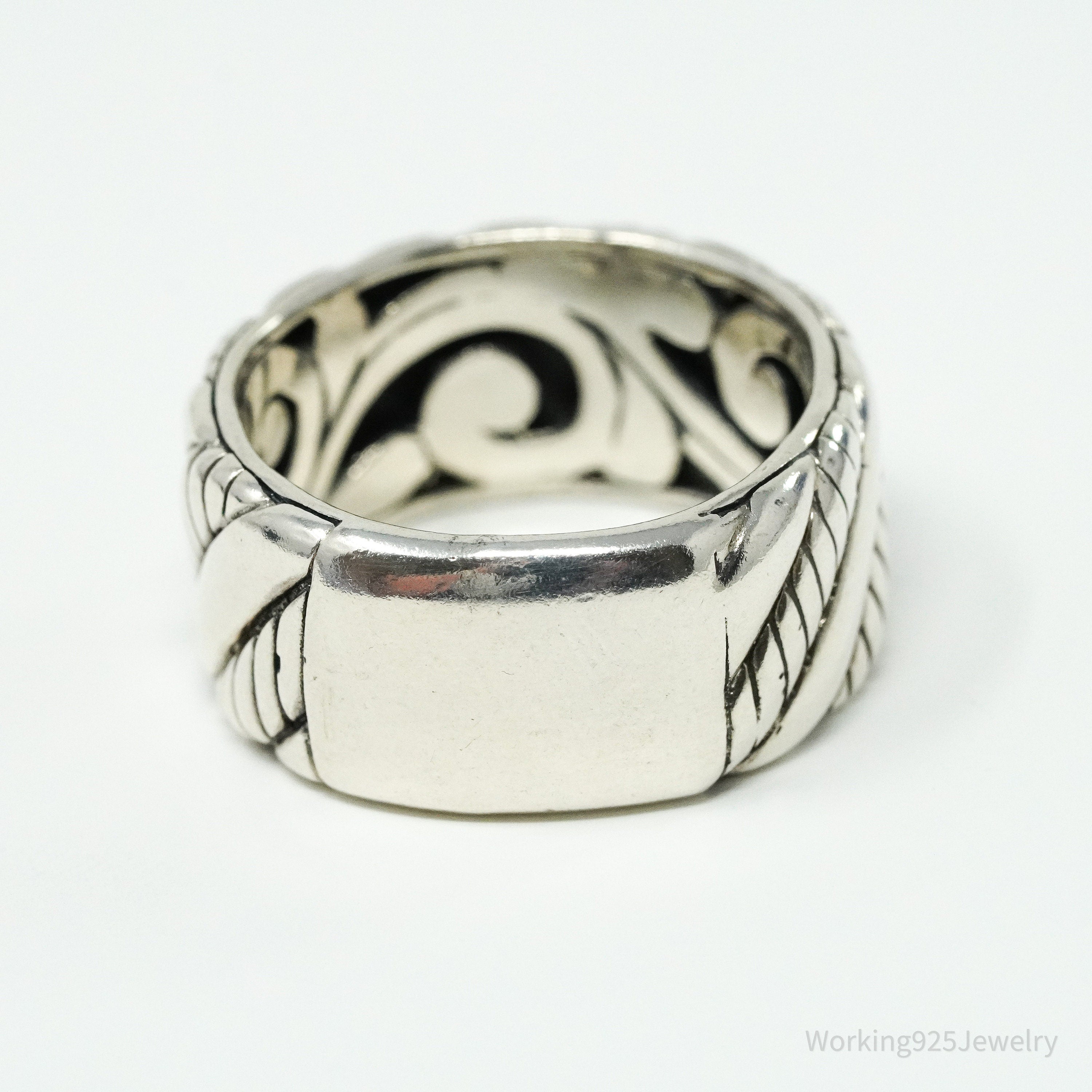 Vintage Designer Samuel B Sterling Silver Band Ring - Size 10.25