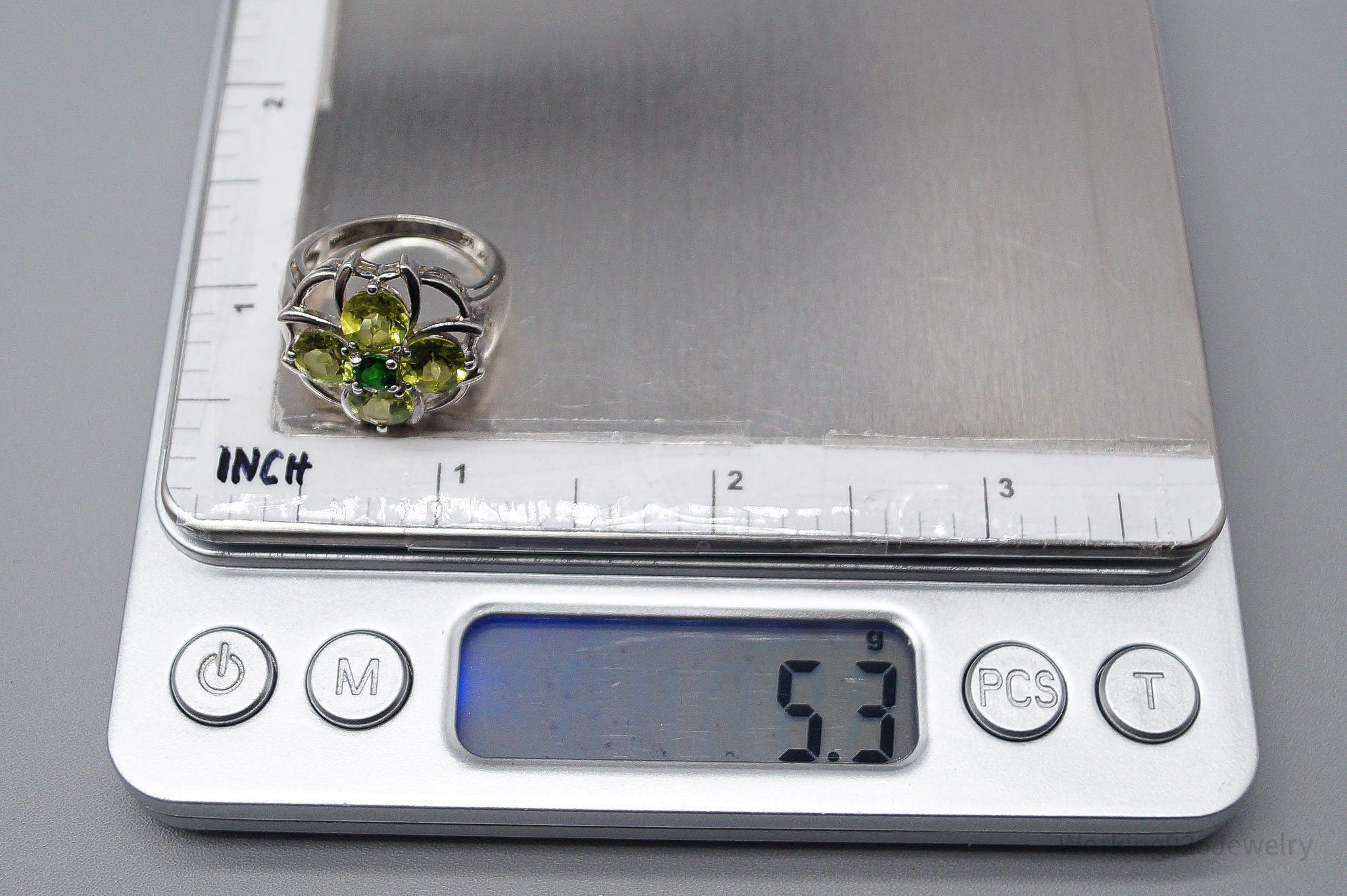 JTV HT Peridot & Green Chrome Diopside Sterling Silver Ring - Size 6.75