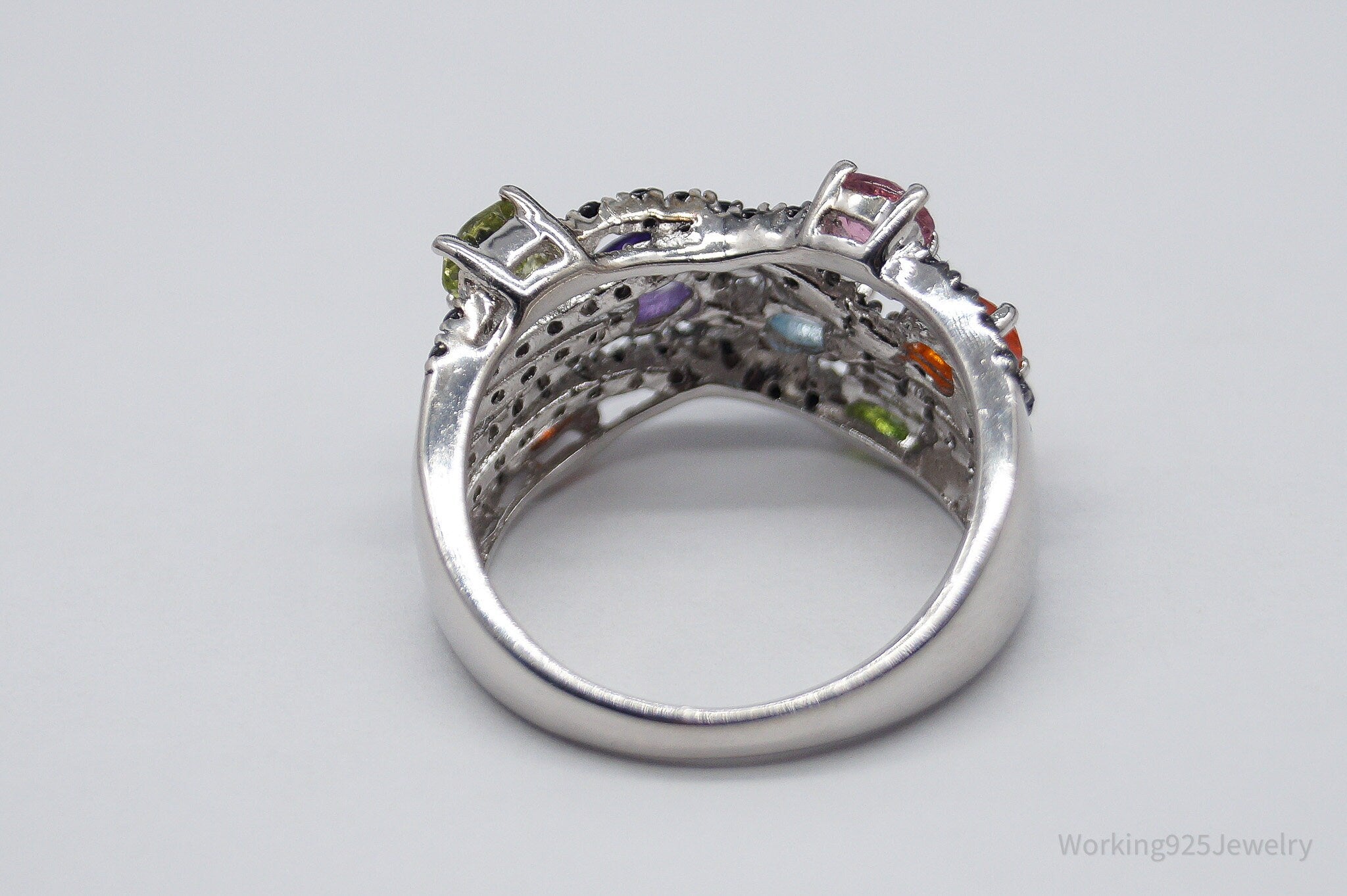 Multi Gemstone Sterling Silver Ring - Size 6