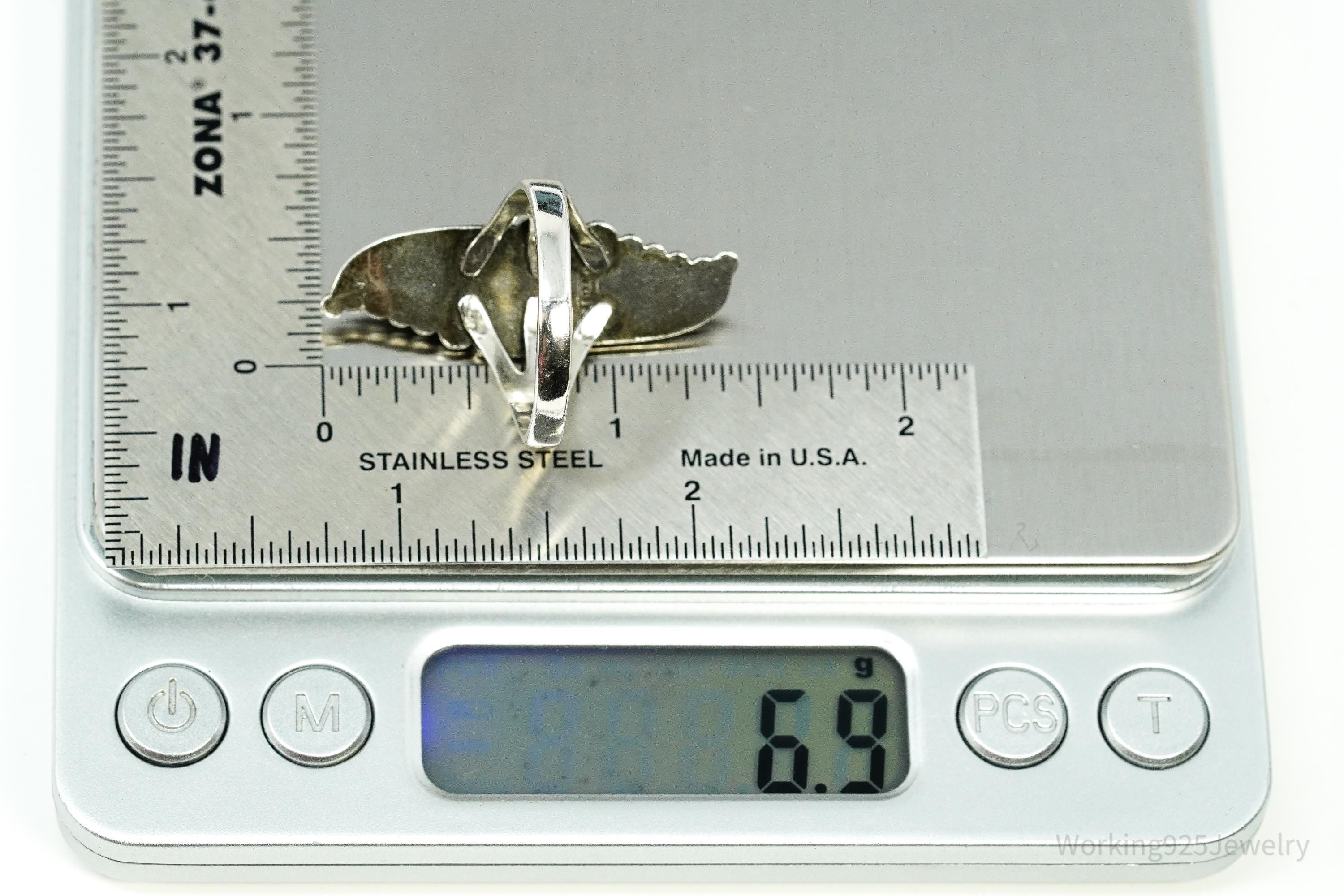 Vintage Native American Turquoise Sterling Silver Ring - Size 11.25