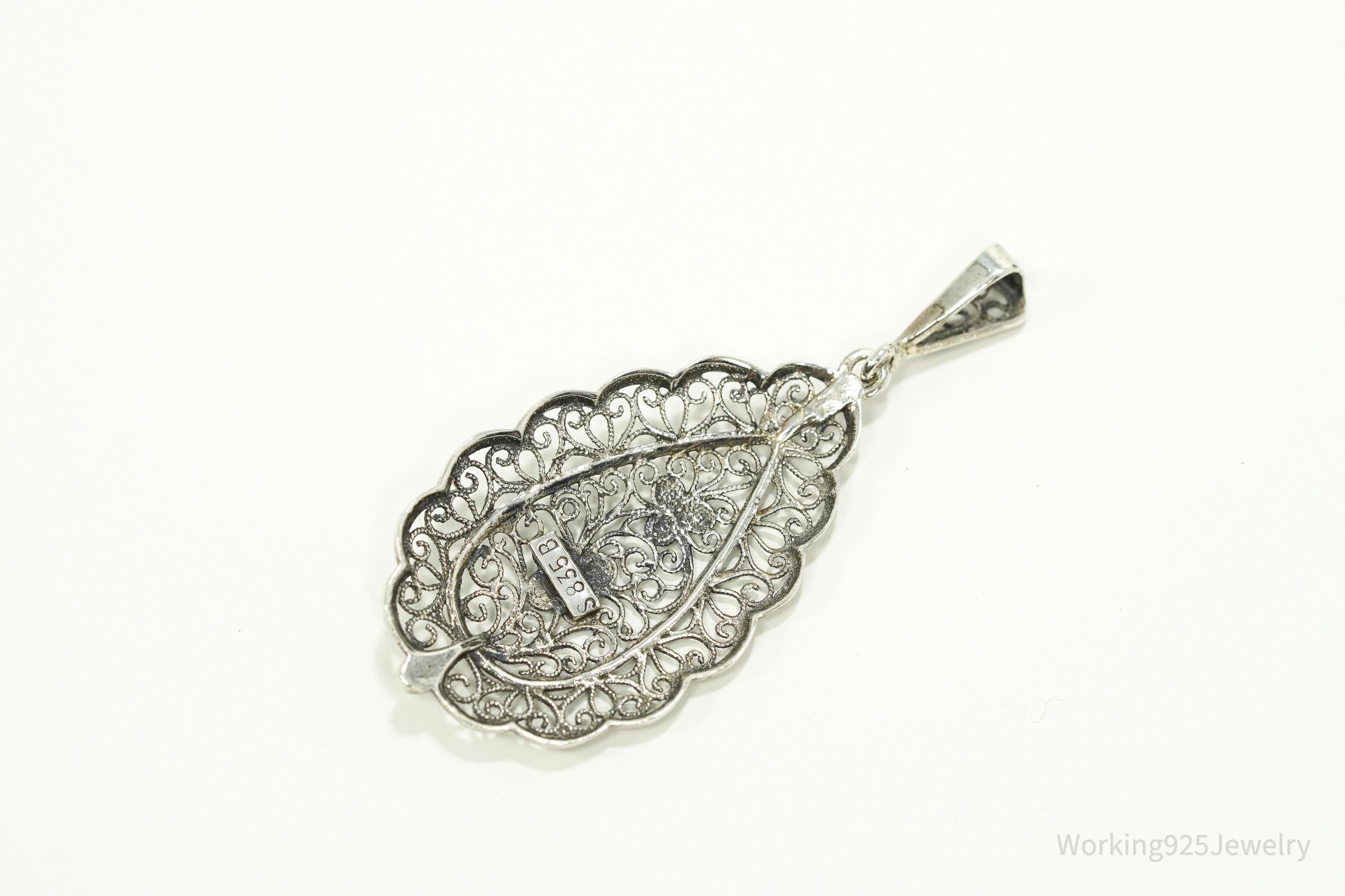 Vintage Scandinavian Ornate 835S Silver Pendant