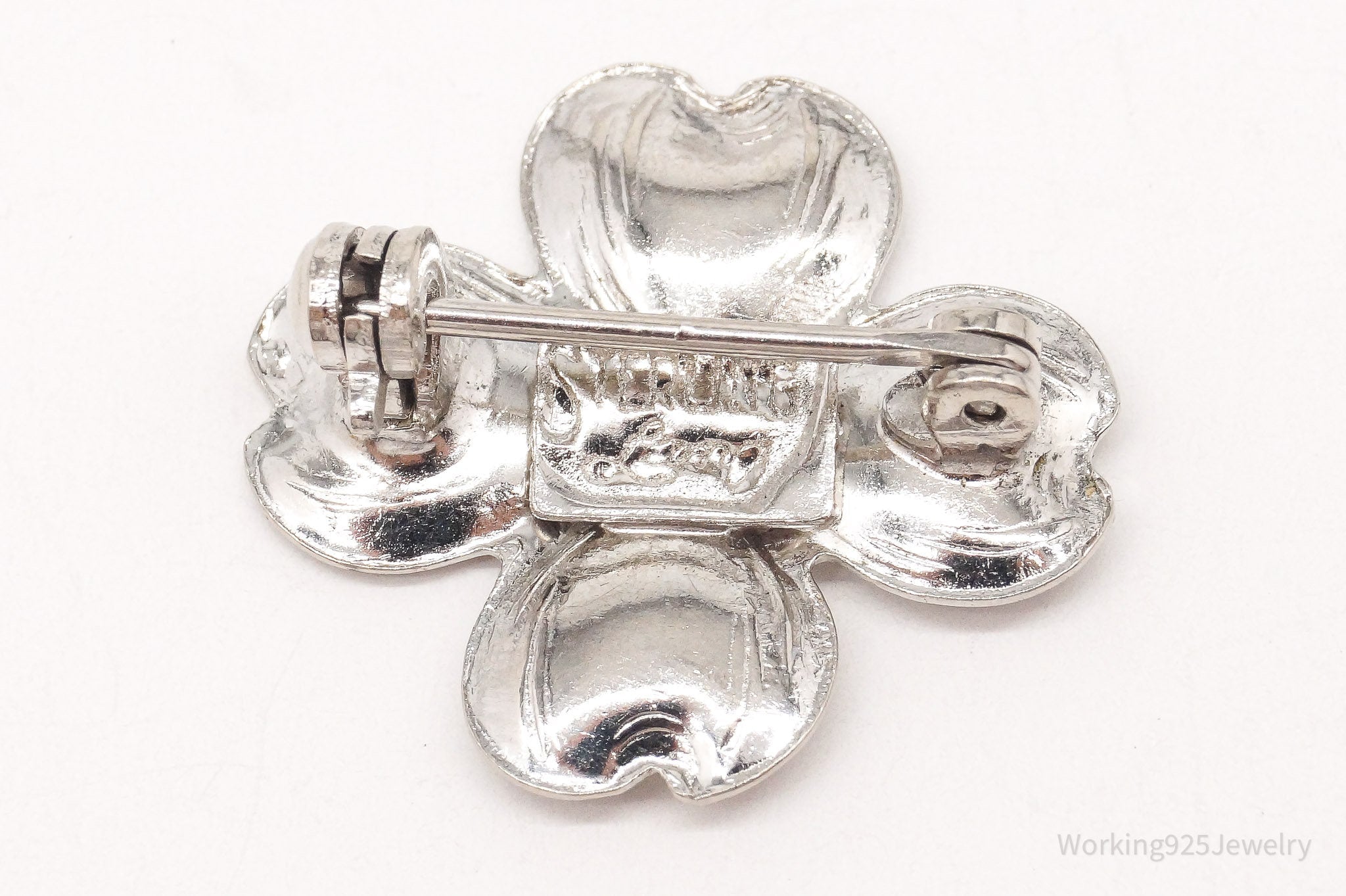 Vintage Designer Lang Dogwood Flower Sterling Silver Brooch Pin