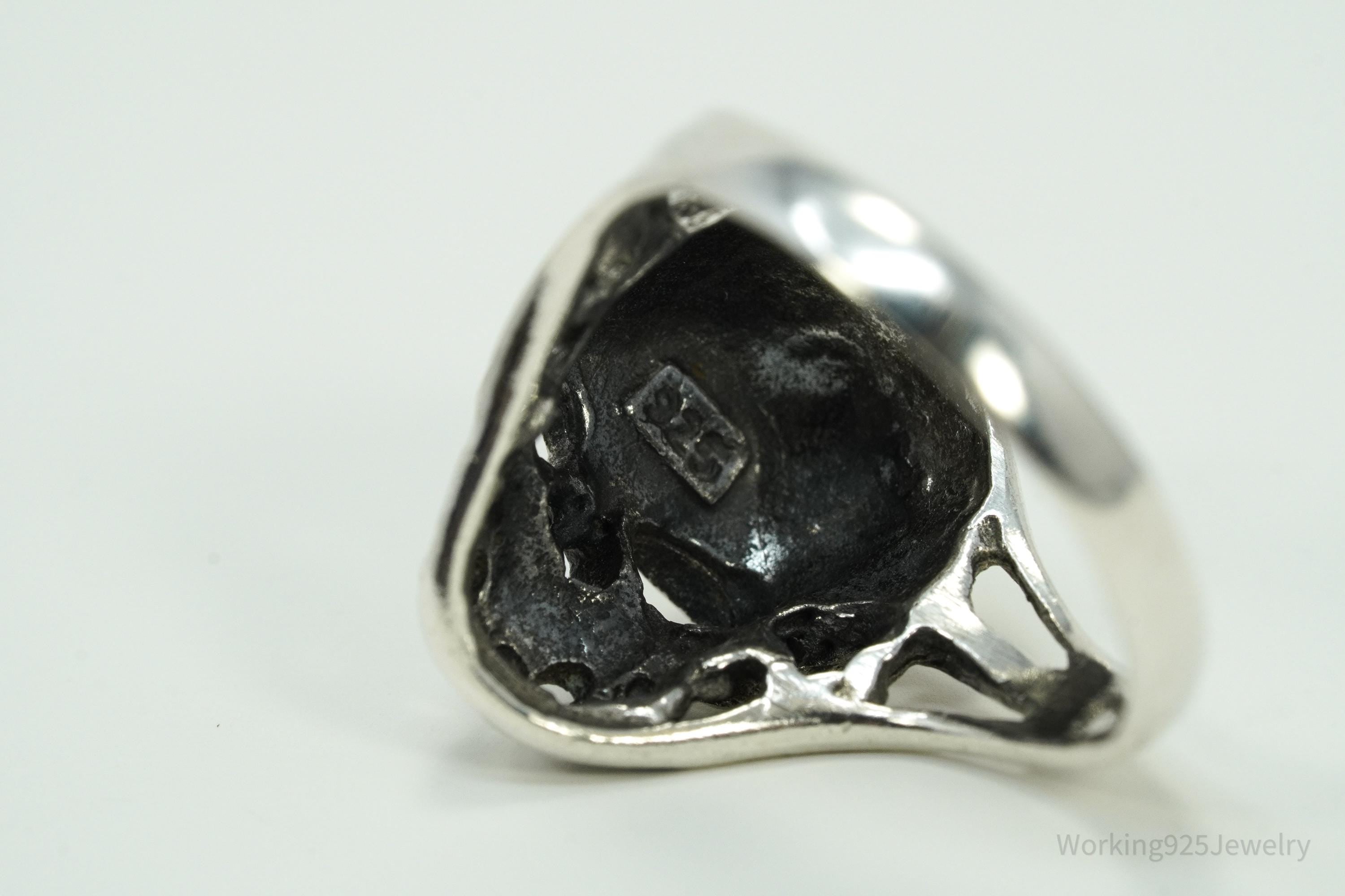Vintage Skull Sterling Silver Ring - Size 6.75