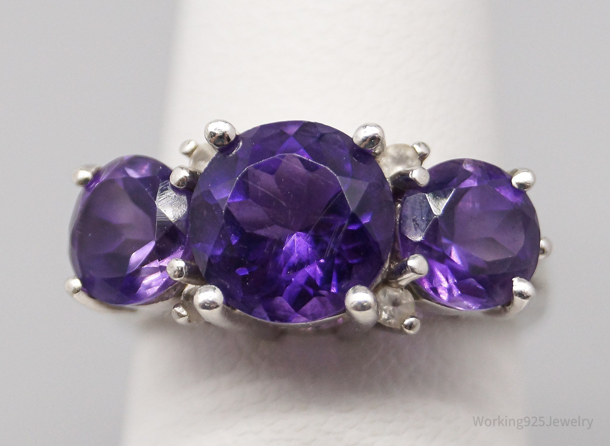 Vintage Amethyst Sterling Silver Ring - Size 5.25