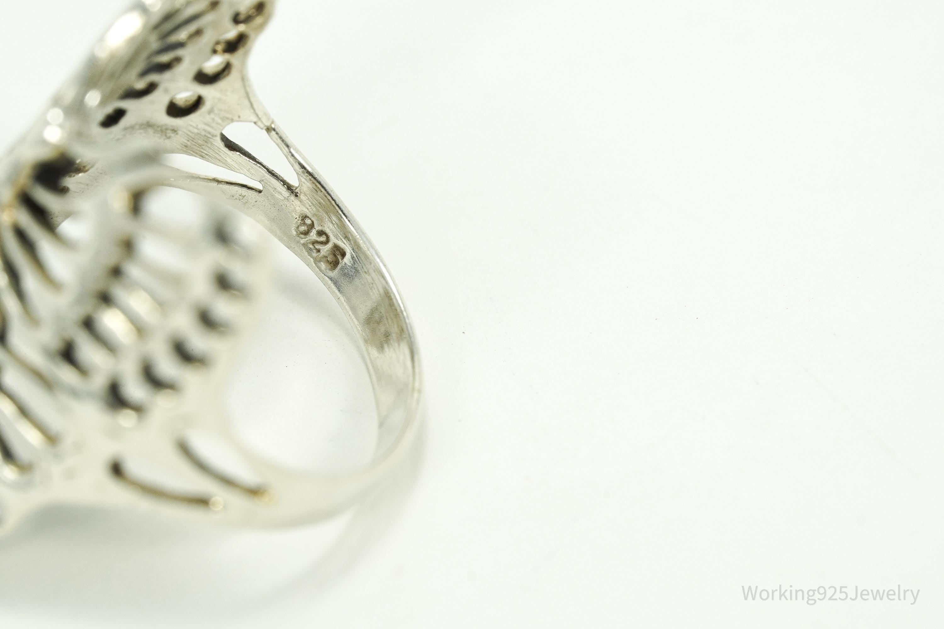 Vintage Large Butterfly Sterling Silver Ring - Size 7.75