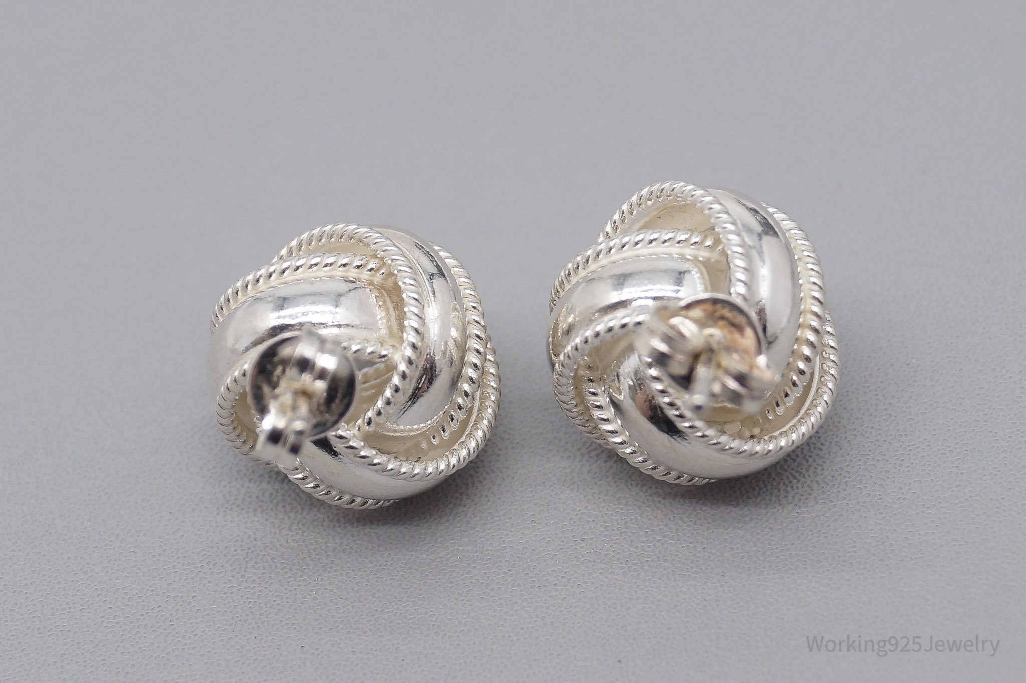 Vintage Sleek Knot Sterling Silver Earrings