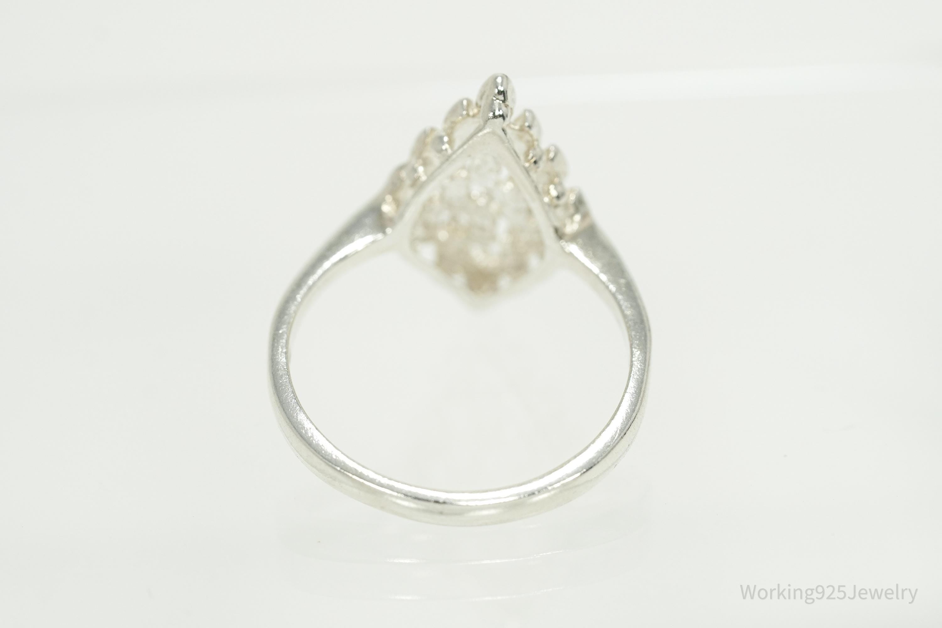 Vintage Diamond Cut Style Sterling Silver Ring - Size 9.25