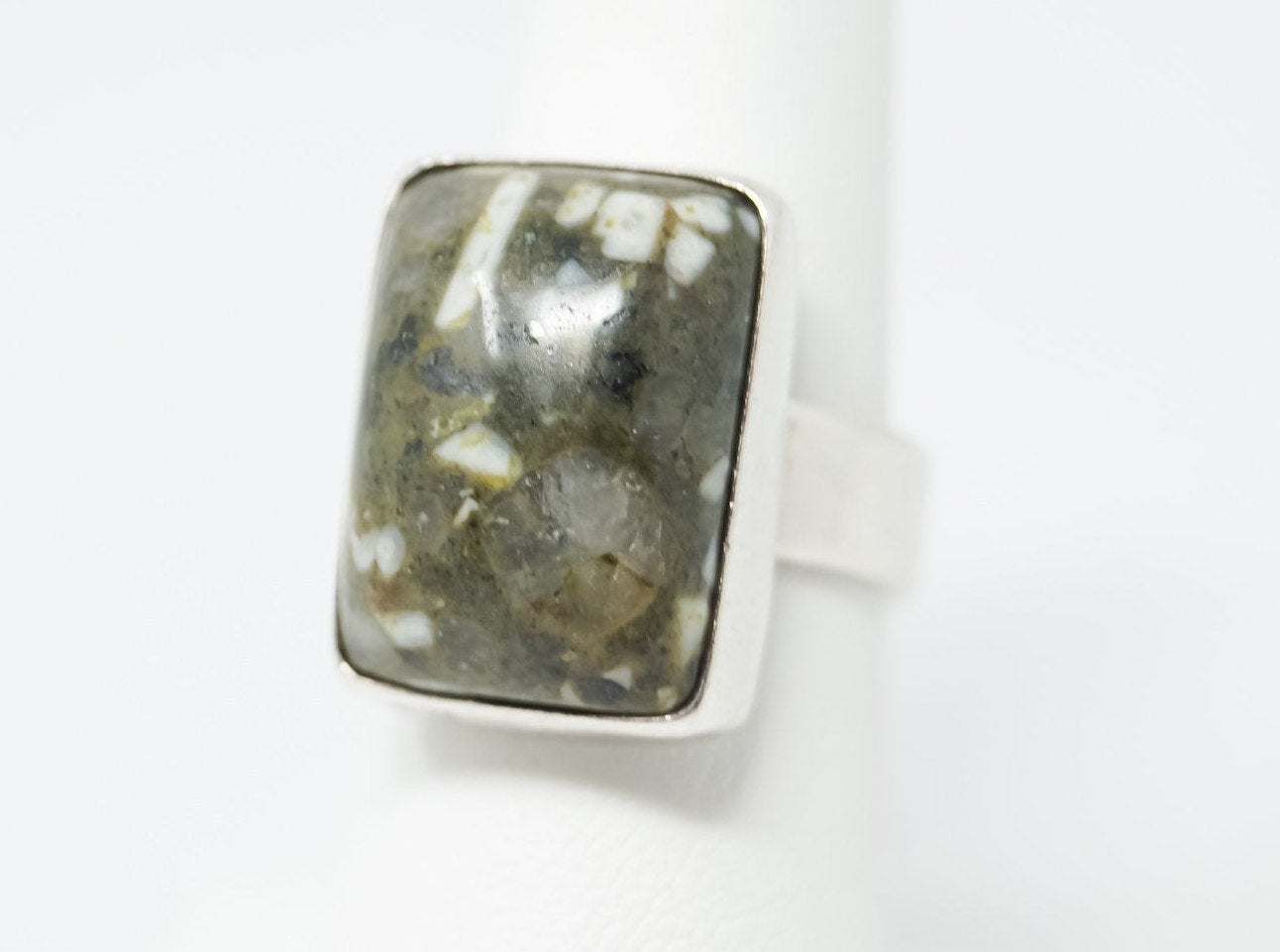 Vintage Southwest Green Jasper Sterling Silver Ring Size 7