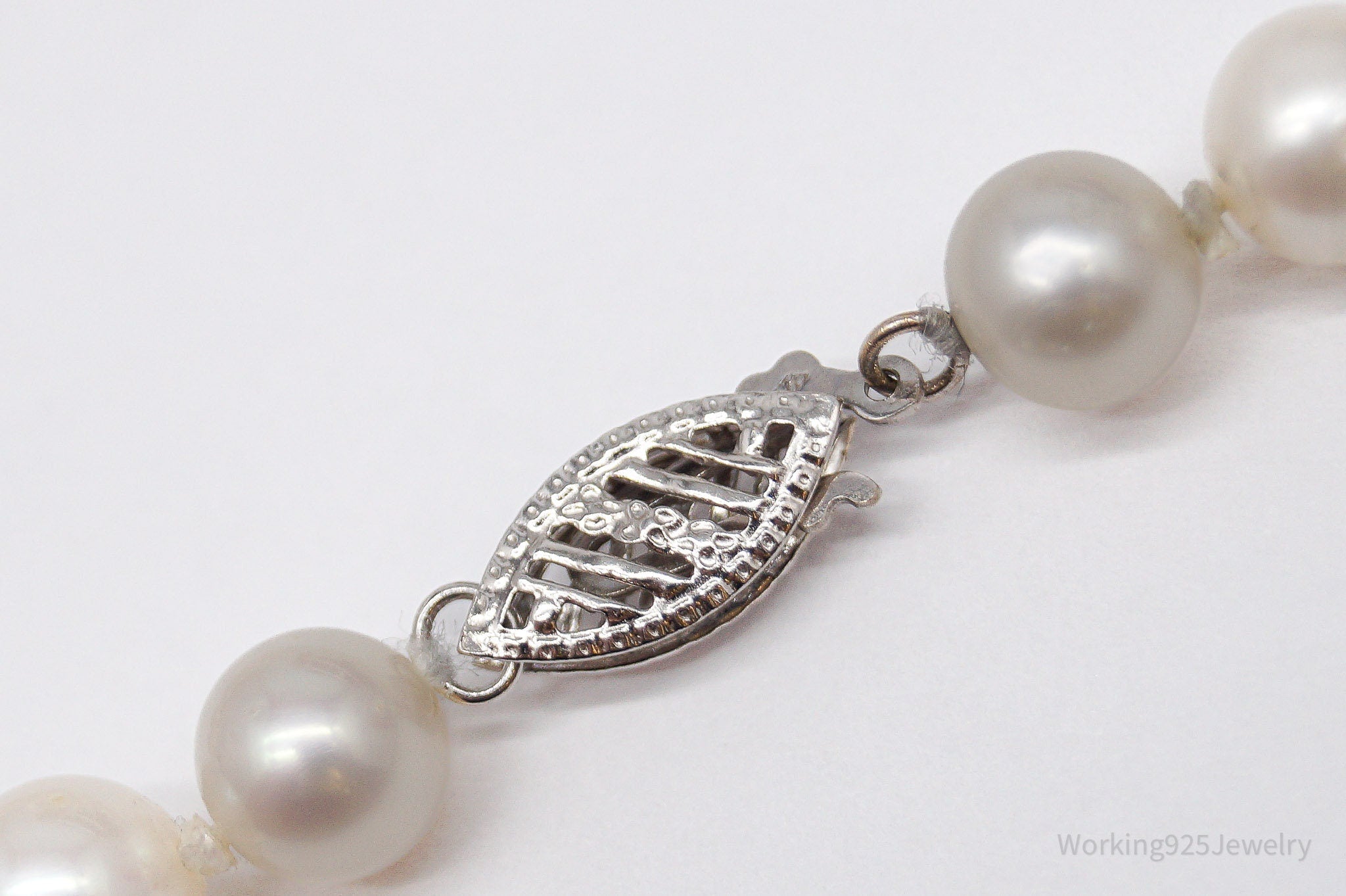 Vintage Pearl 14K White Gold Bracelet - 7 5/8"