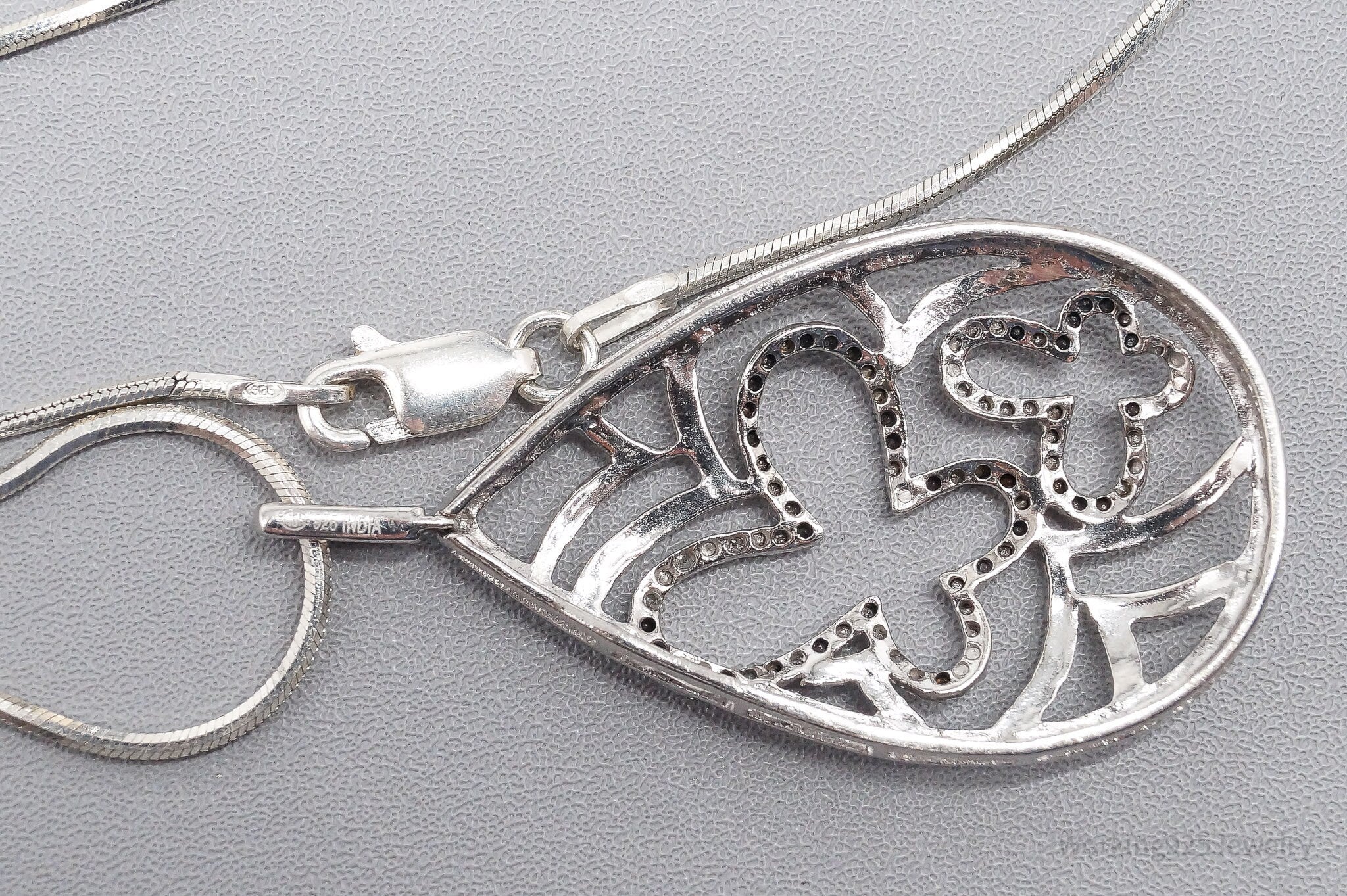 Vintage Diamond Butterflies Sterling Silver Necklace 20"