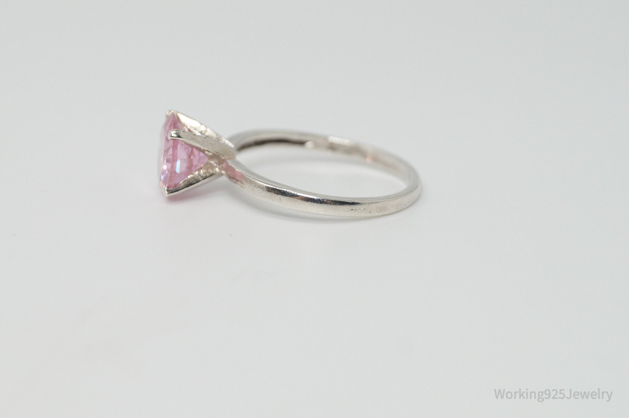 Vintage Man-made Pink Topaz Sterling Silver Ring - Sz 6.75
