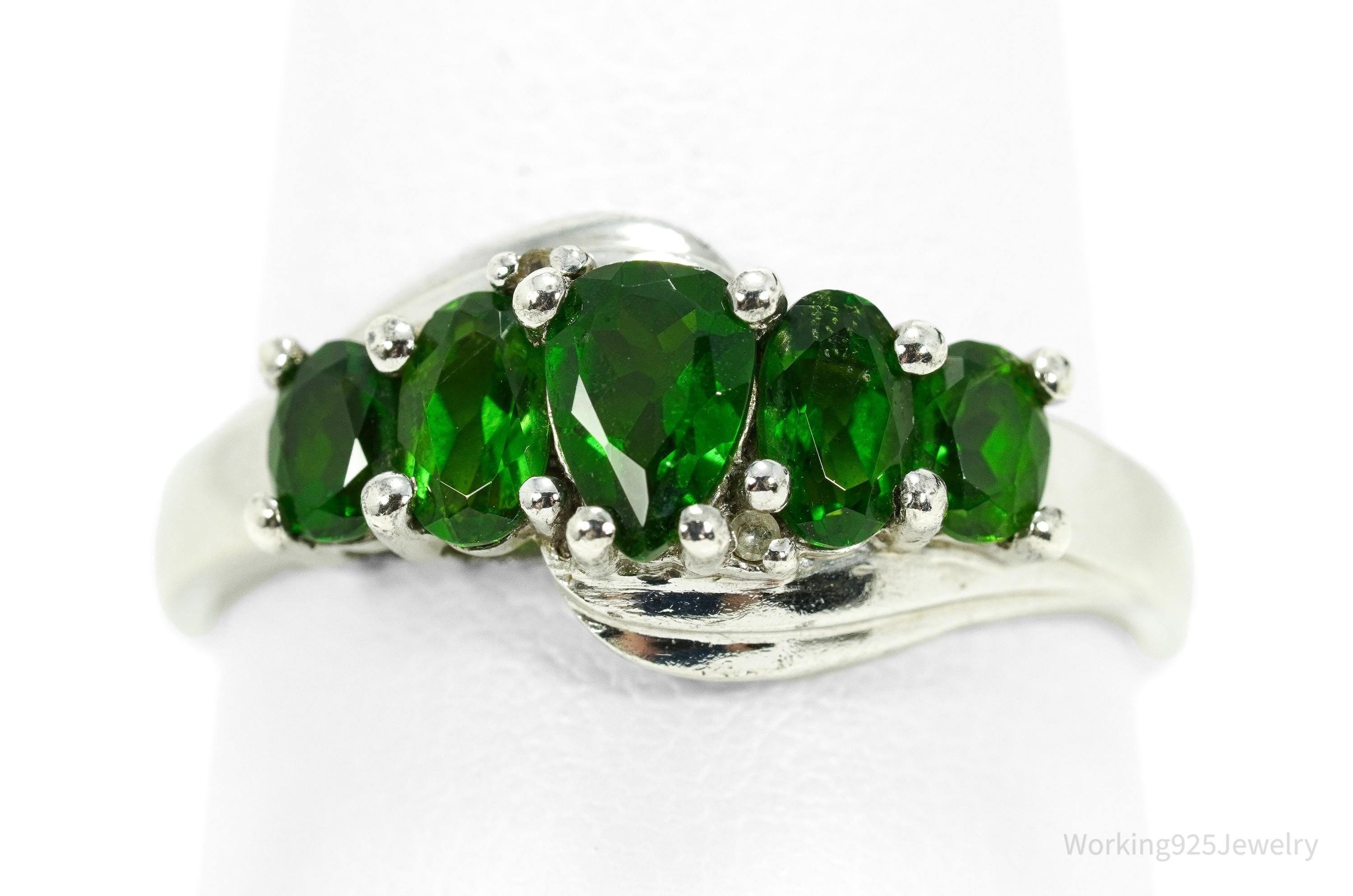 HT Green Chrome Diopside Sterling Silver Ring - Size 8