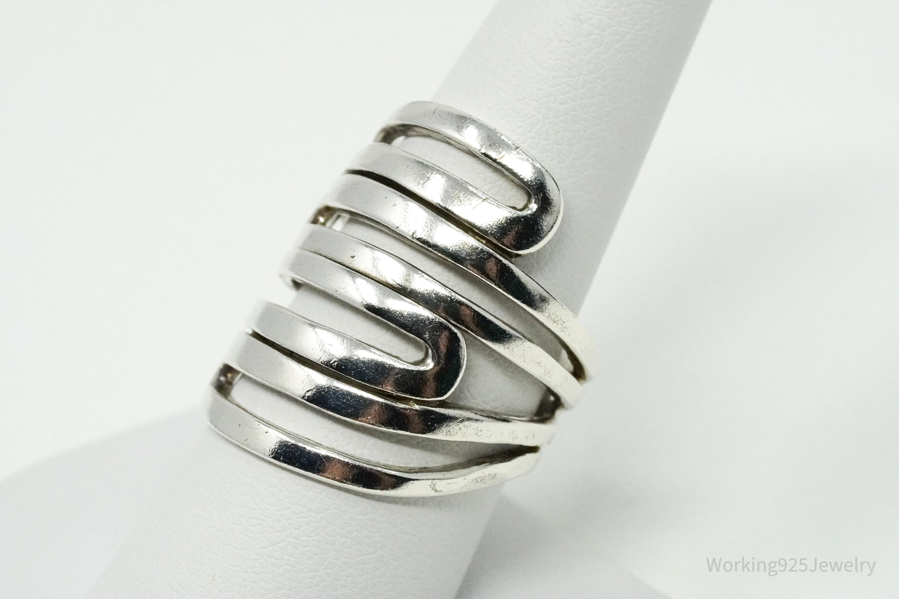 Vintage Designer Silpada "Maze" Modernist Style Sterling Silver Ring - Size 9.25