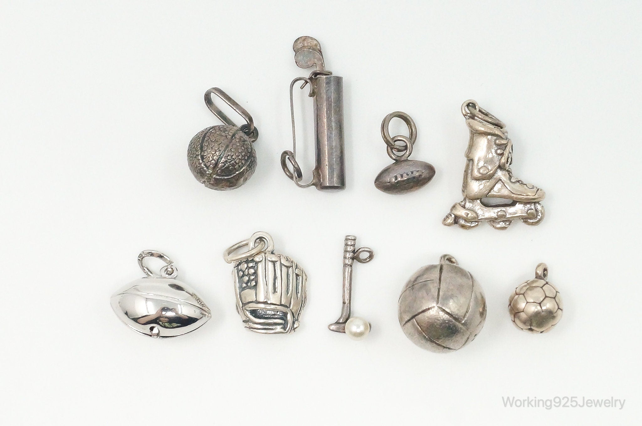 Vintage Sports Hobbies Sterling Silver Charms Lot