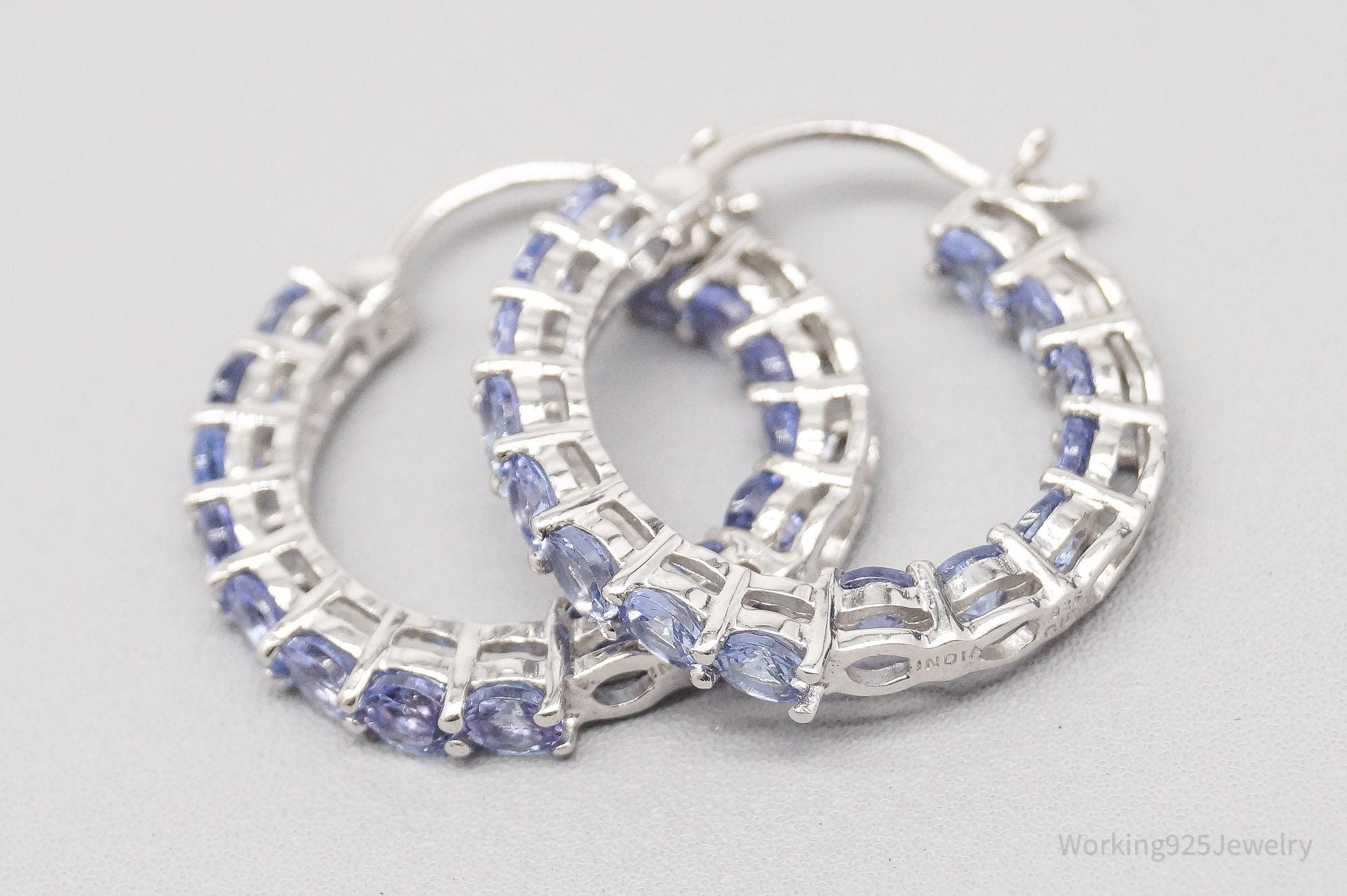 QVC GIE Tanzanite Hoop Sterling Silver Earrings