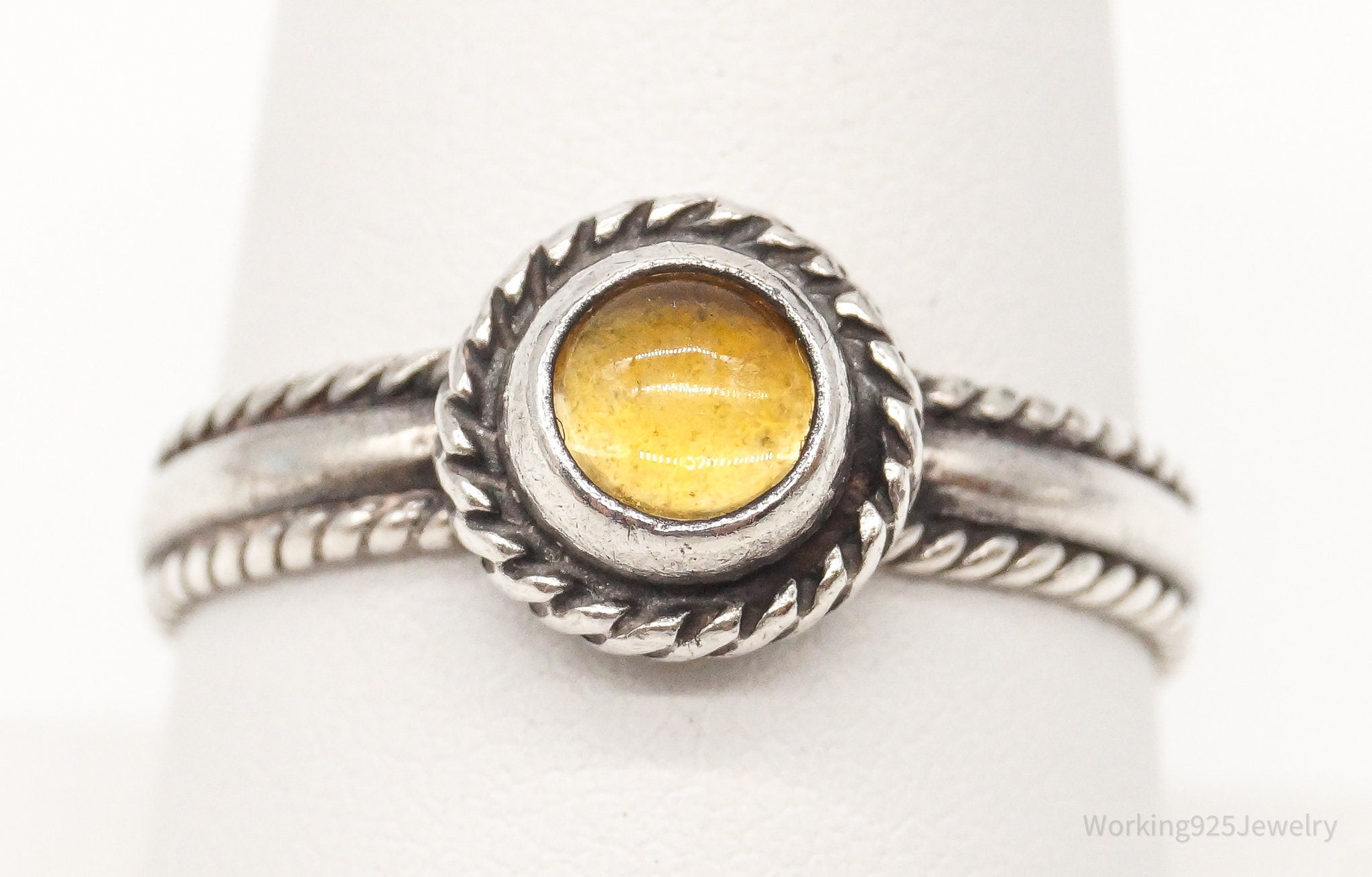 Vintage Citrine Sterling Silver Ring - Size 8.75