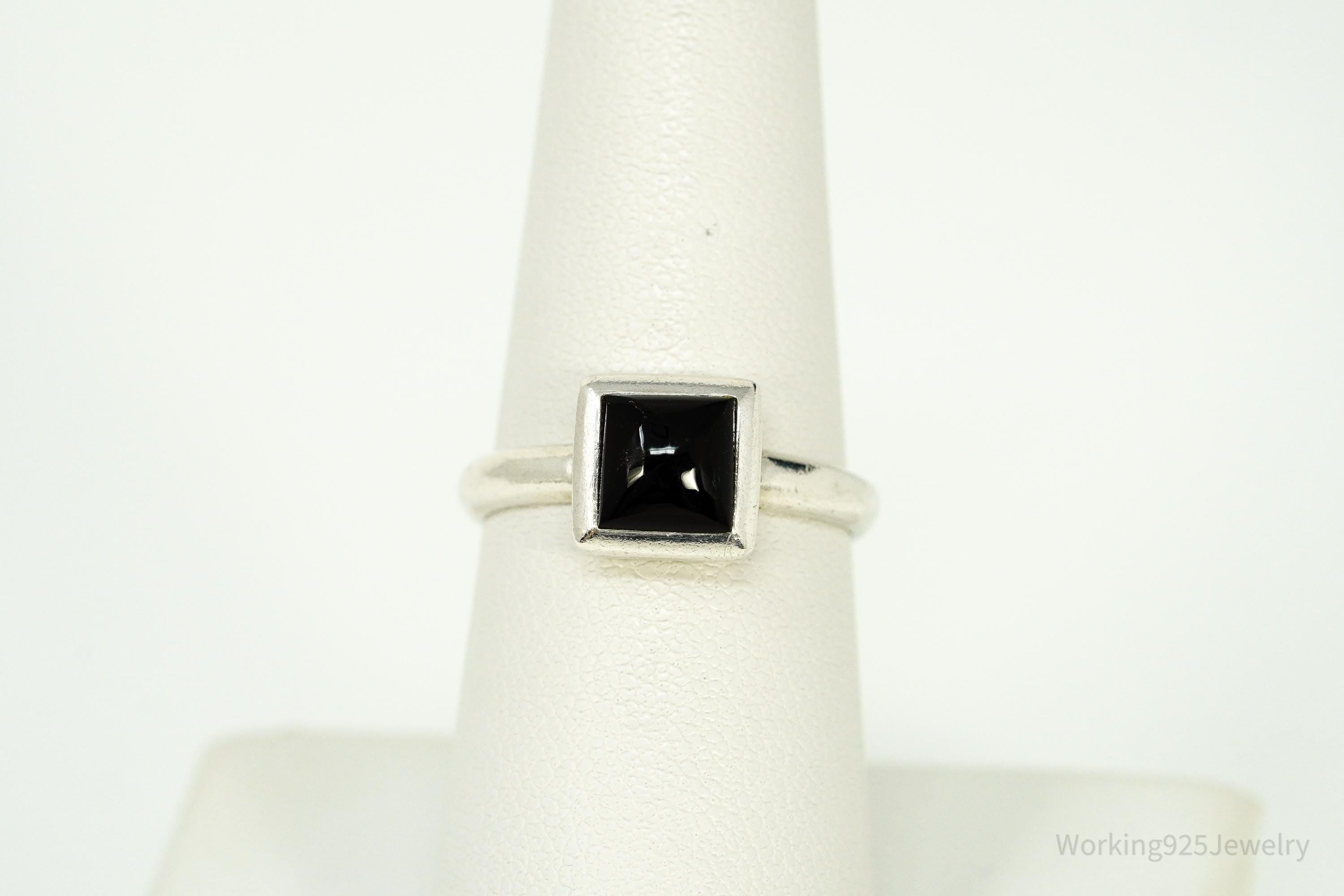 Vintage Black Onyx Sterling Silver Ring - Size 7