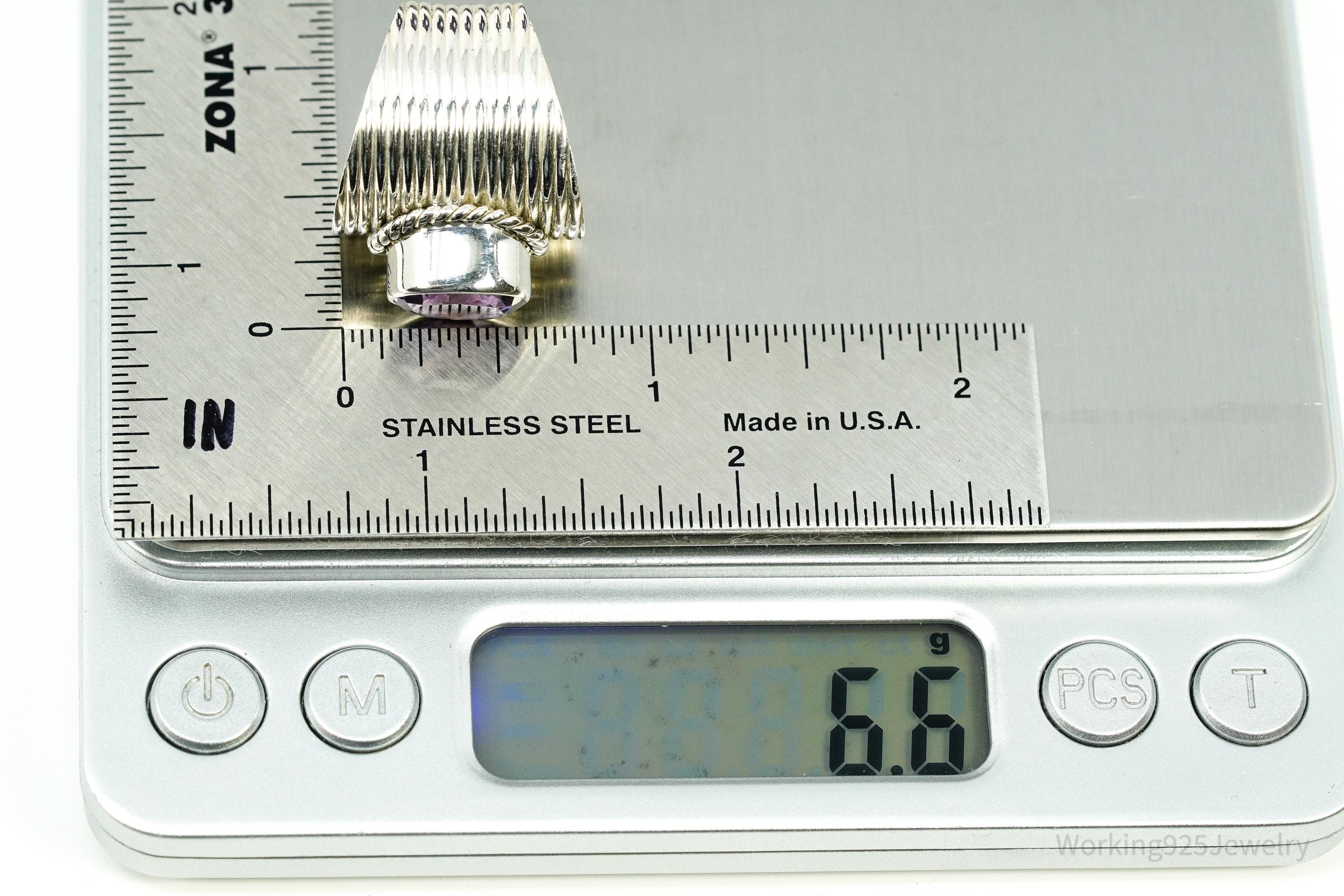 Vintage Amethyst Sterling Silver Ring - Size 8.25