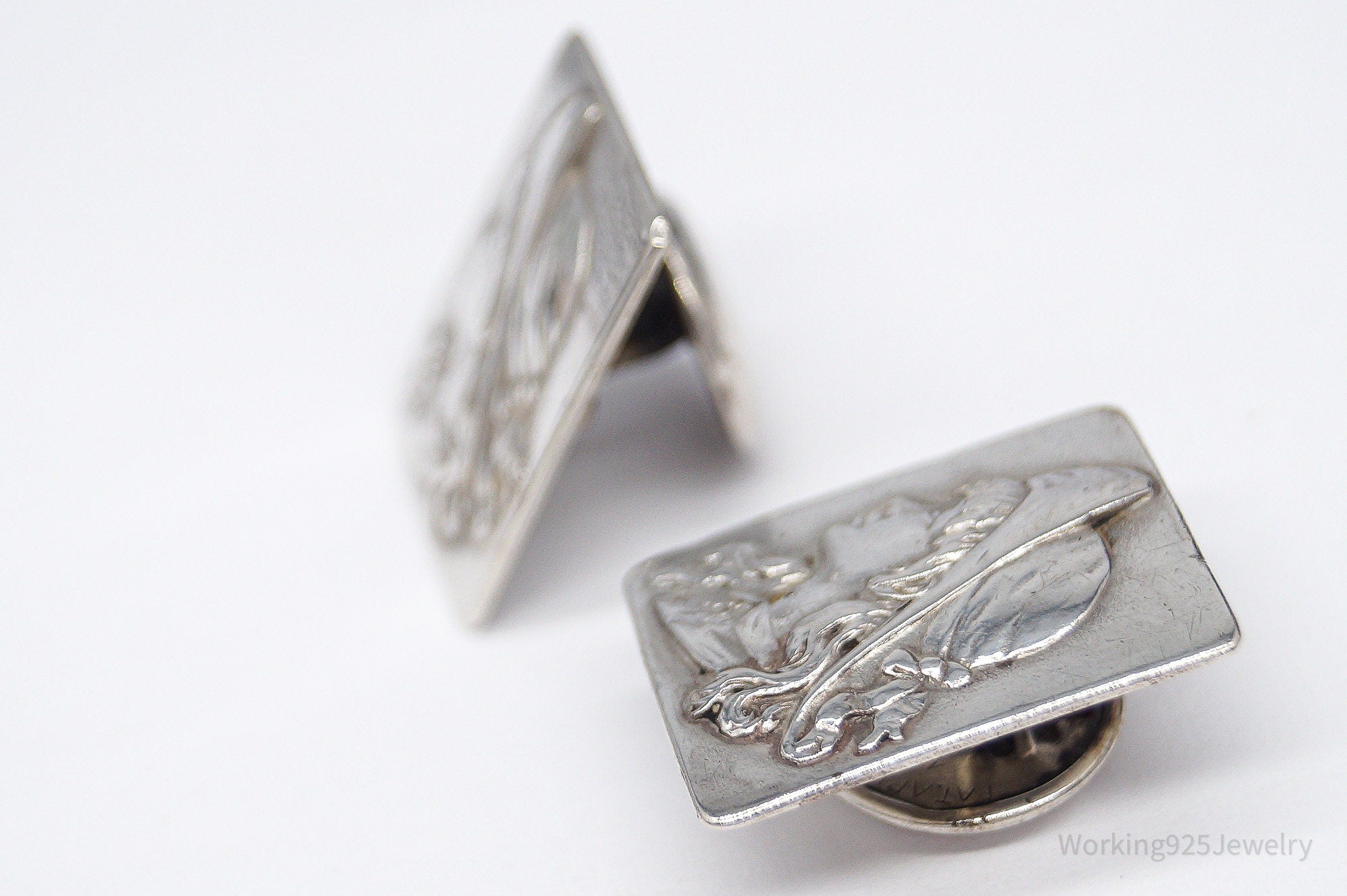Antique Victorian Era 1800s Woman Sterling Silver Cufflinks