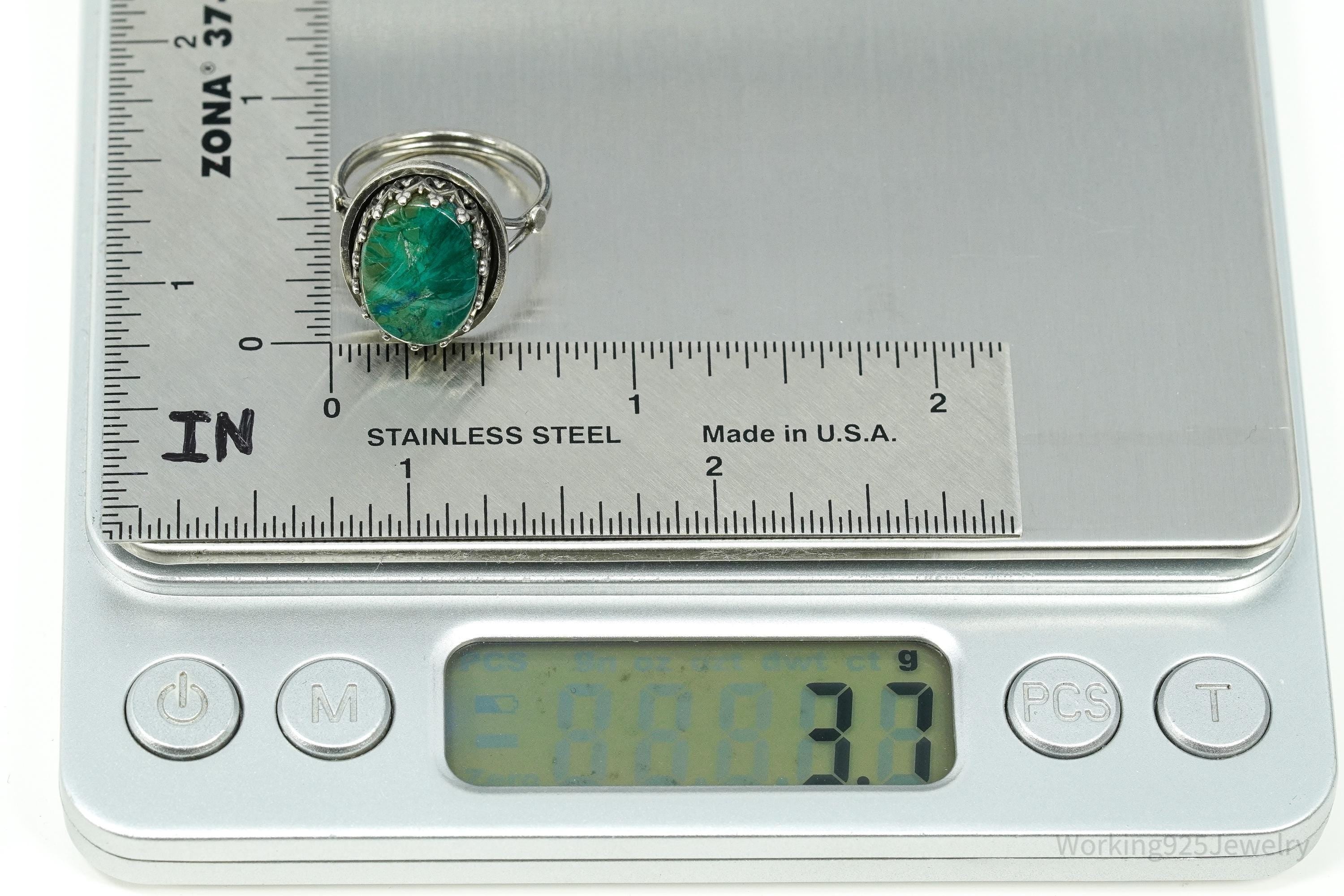 Vintage Chrysocolla Sterling Silver Ring - Size 6