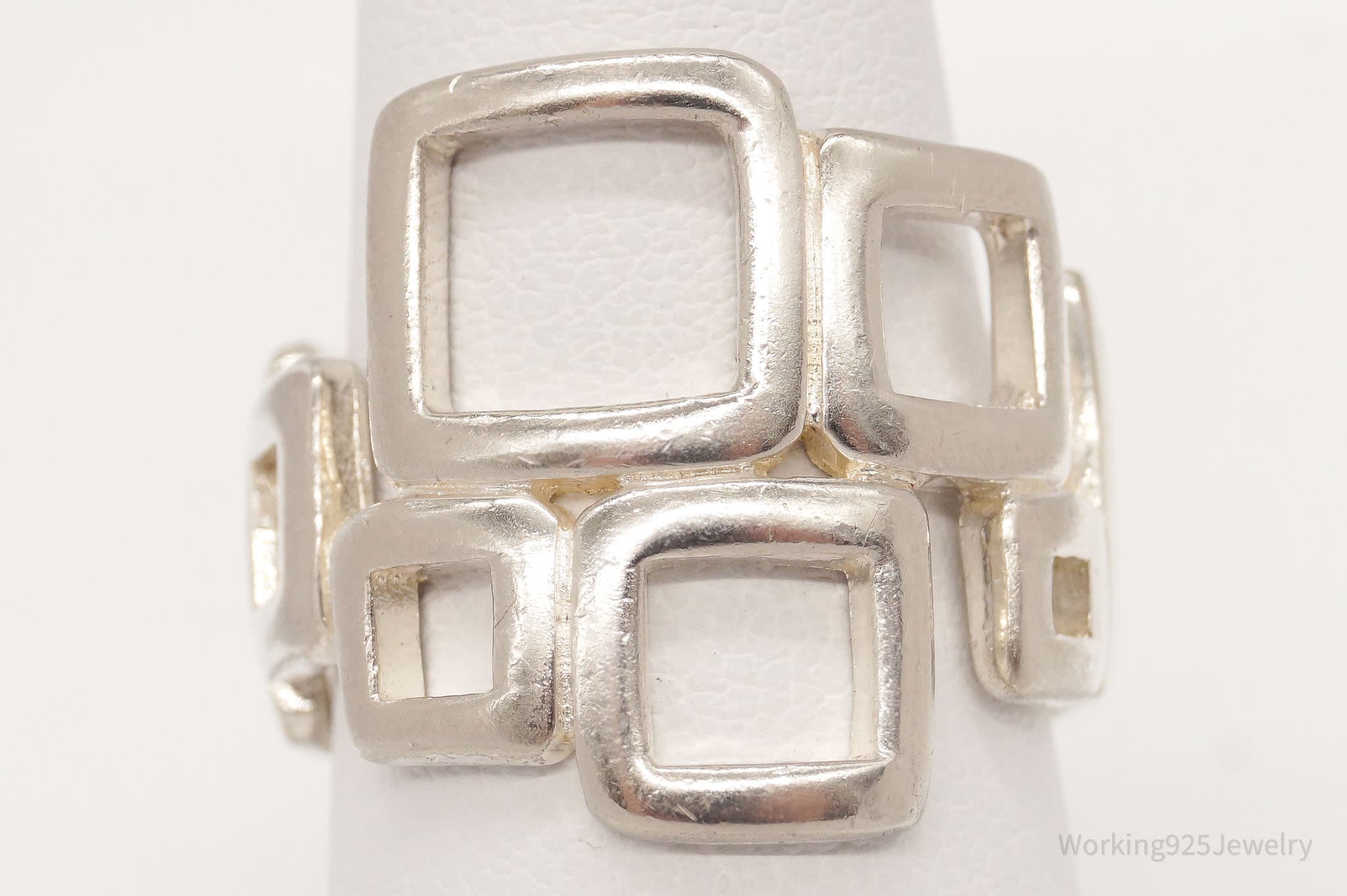 Vintage Modernist Sterling Silver Ring - Size 7.75