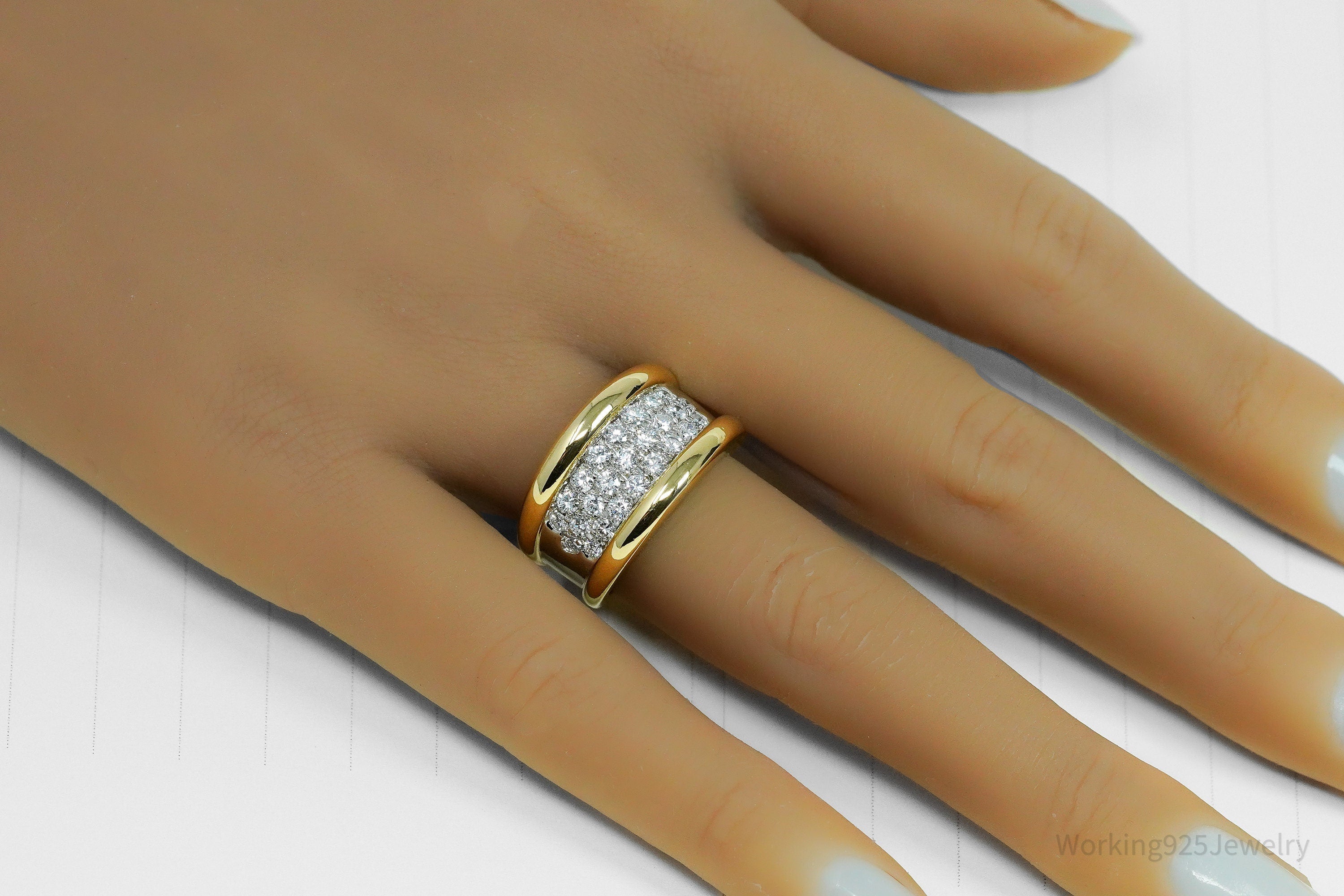 25 Prong Set Diamonds & 18K Gold Two Tone Ring - Size 6.75