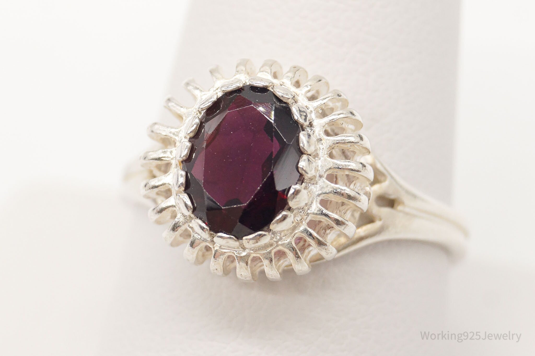 Vintage Rhodolite Garnet Sterling Silver Ring - Size 9.75