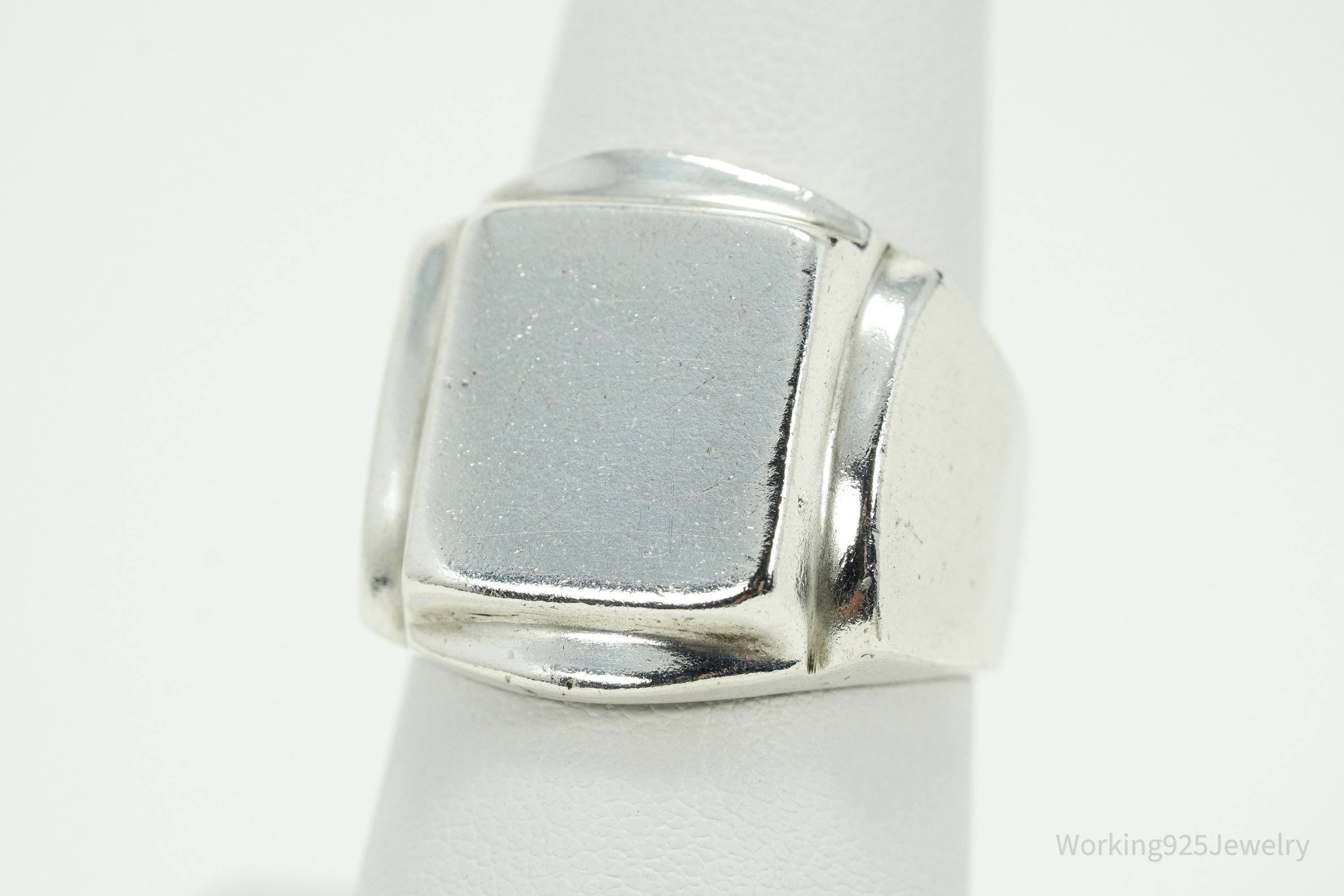 Vintage Heavy Mexico Modernist Style Sterling Silver Ring Size 8