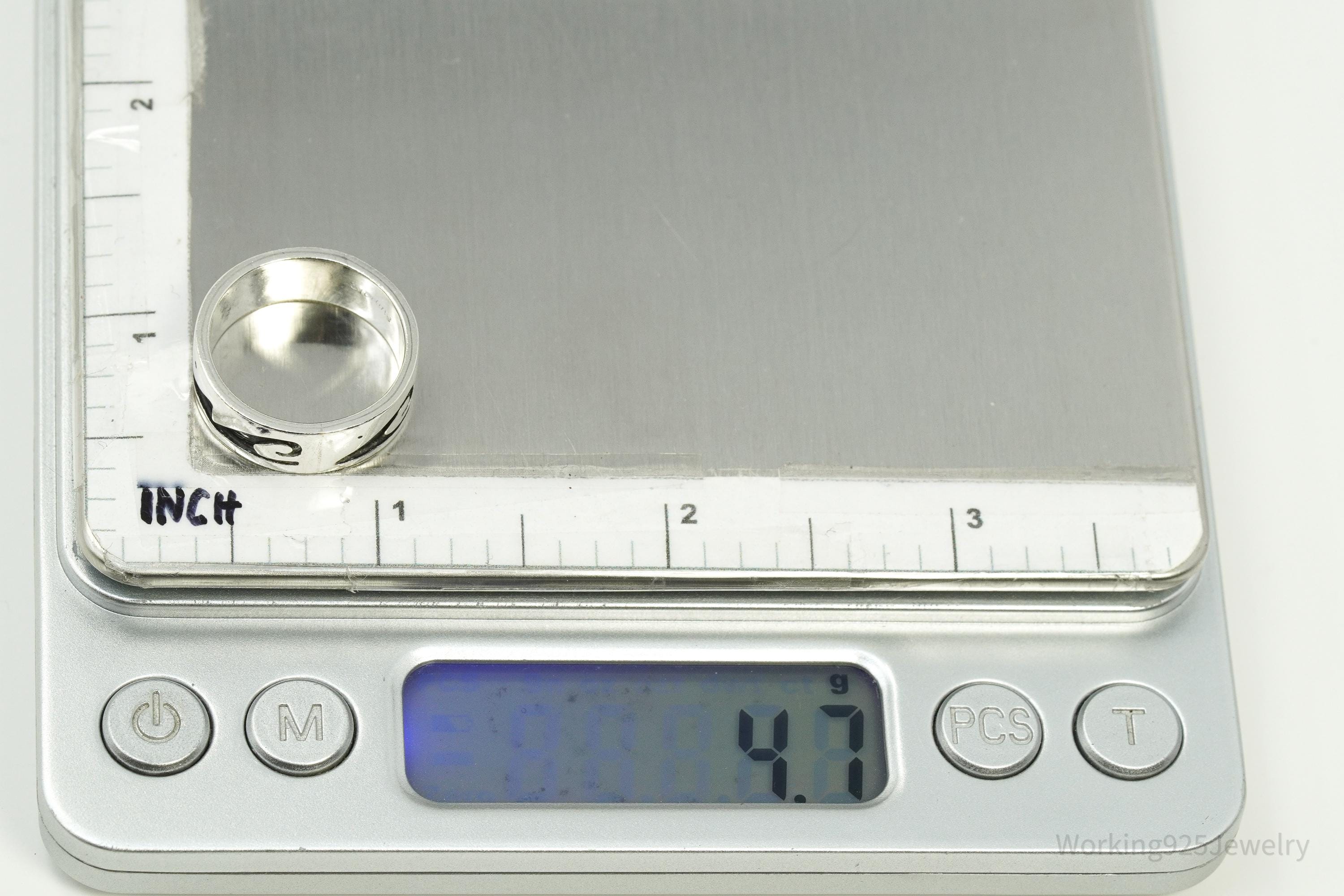 Vintage Native American Tribal Sterling Silver Band Ring - Size 6.5