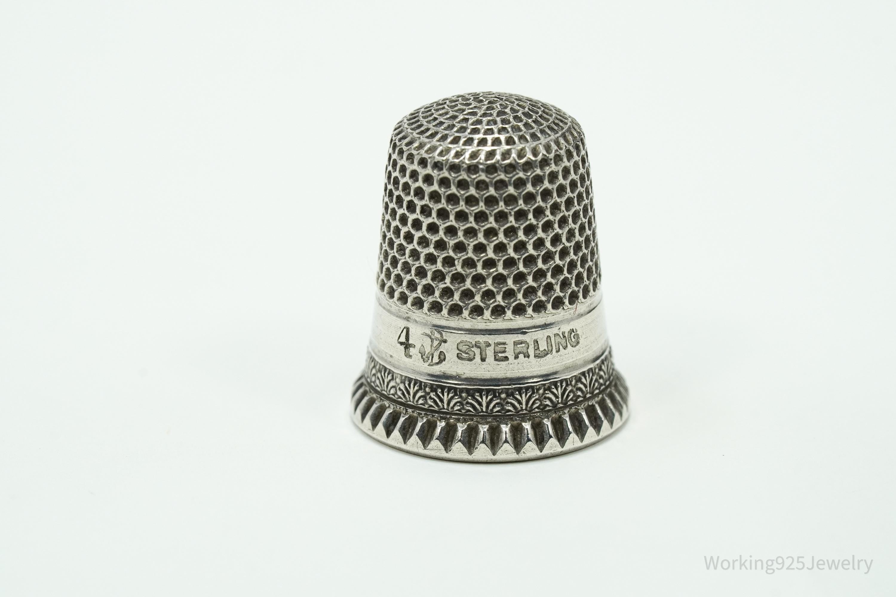 Antique Dome Sterling Silver Thimble Size 4