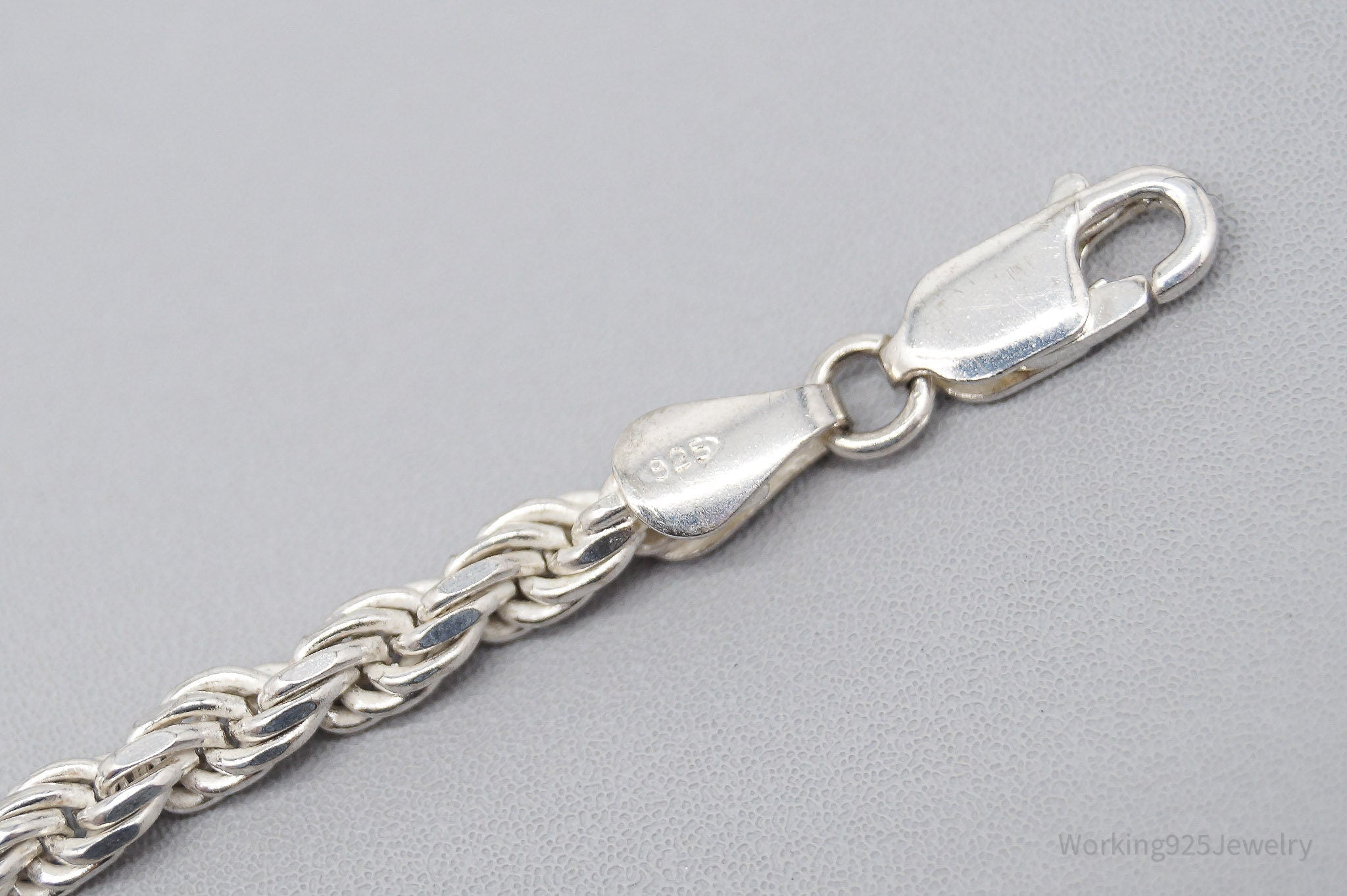 Vintage Italian Rope Chain Sterling Silver Bracelet