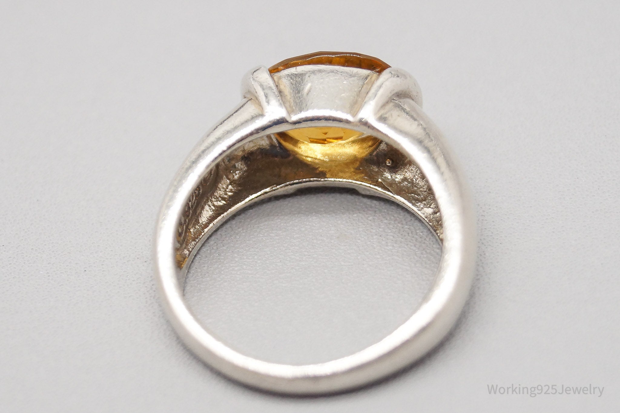 Vintage Native Designer Carolyn Pollack Citrine Sterling Silver Ring - Size 7