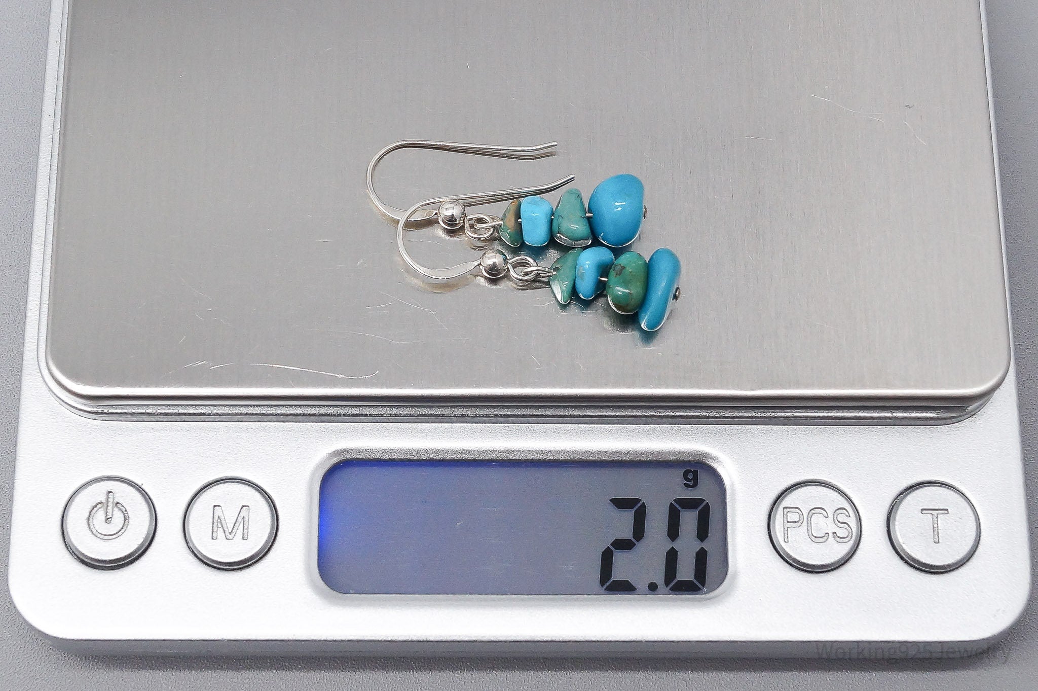 Vintage Southwestern Turquoise Bead Sterling Silver Earrings